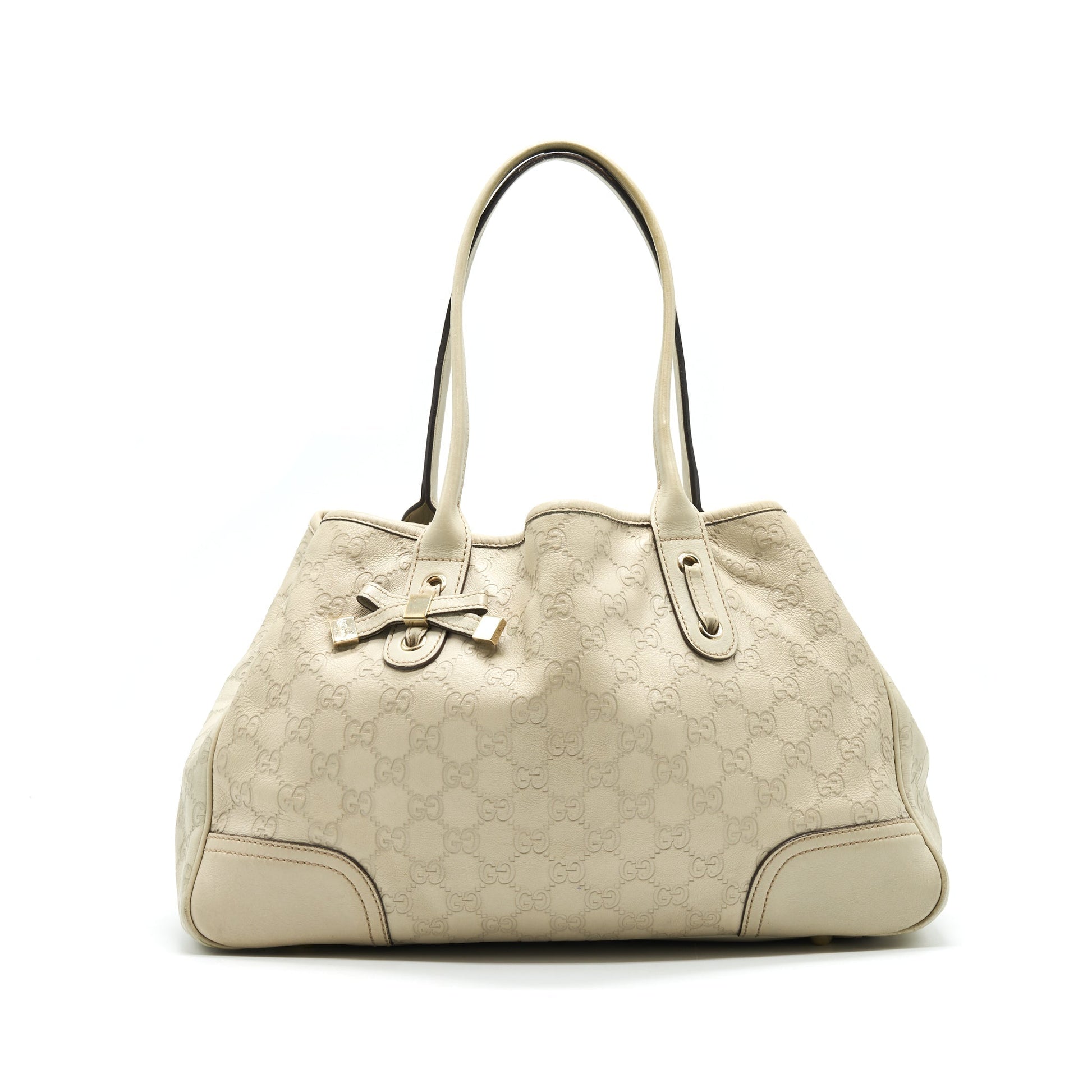 Gucci Shopping Tote Bag Creamy Leather Monogram