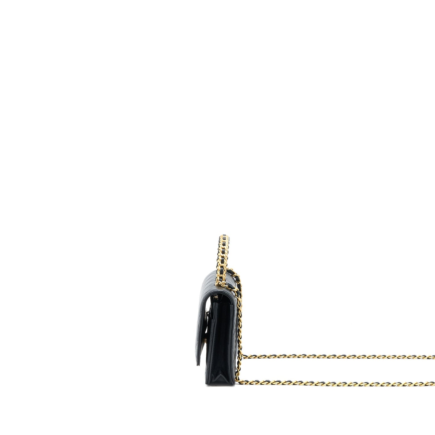 Chanel Top Handle On Lambskin Brushed GHW Black Wallet Case