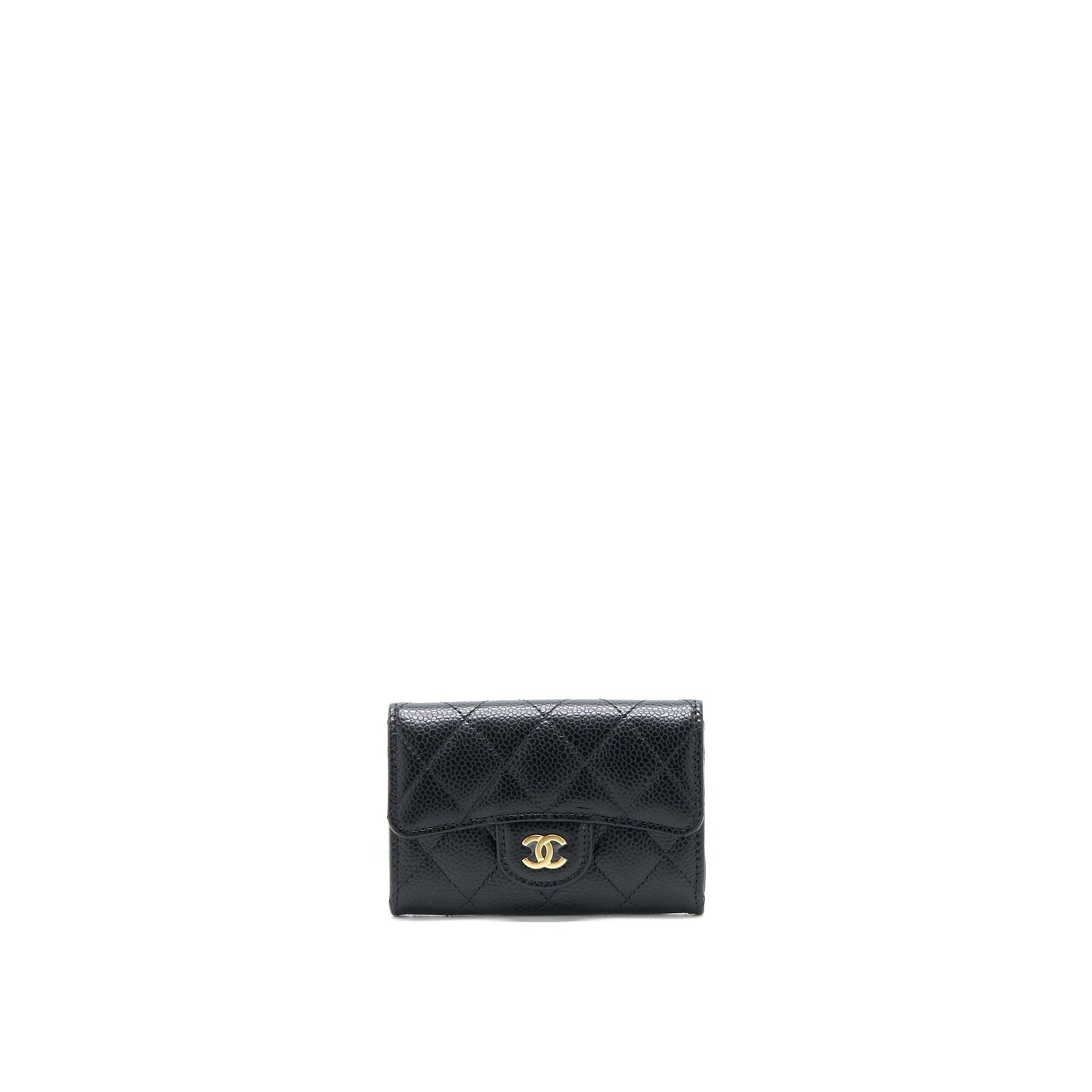 Chanel Classic Flap Cardholder Caviar GHW Microchip Black Wallet Case
