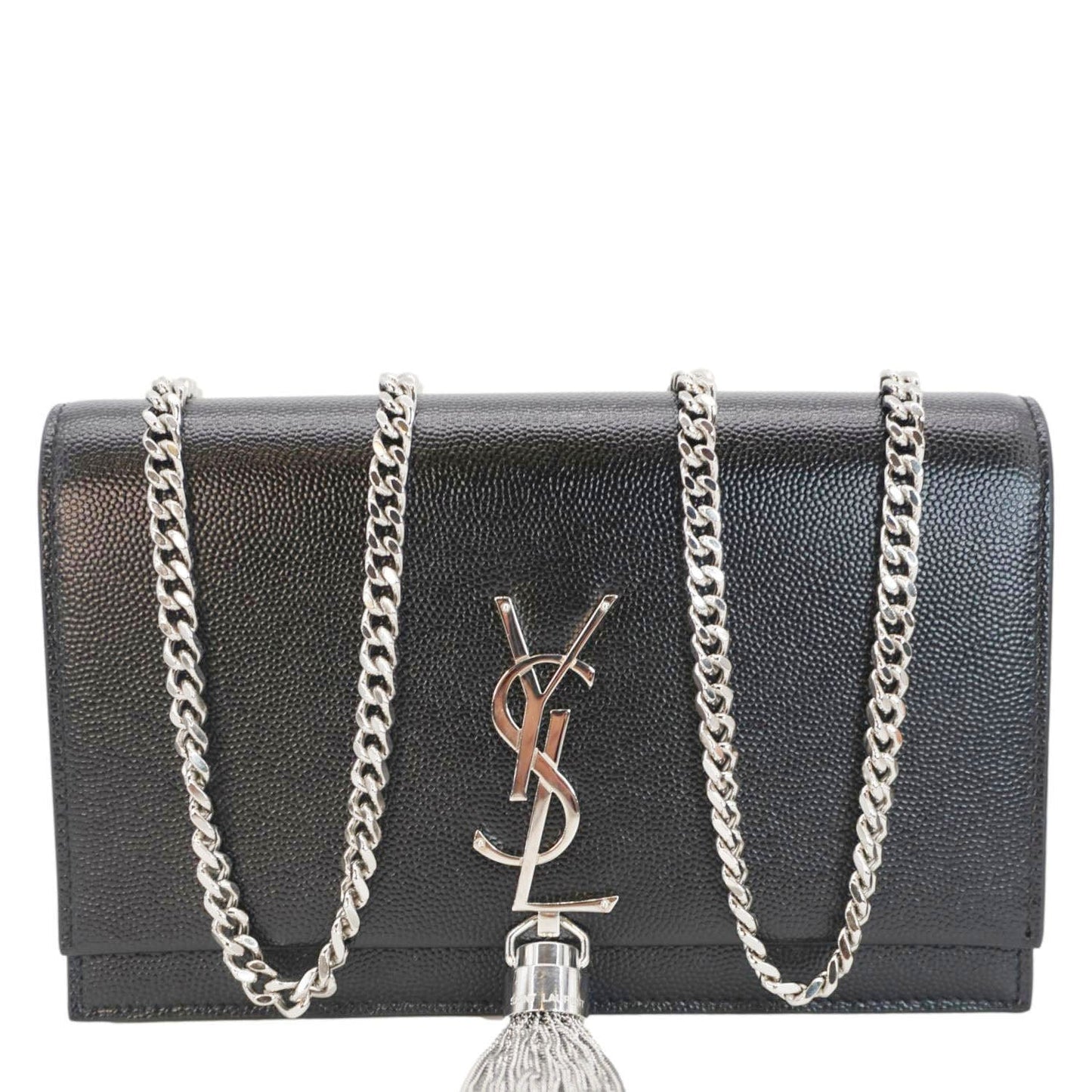YSL Saint Laurent Yves Kate Tassel Crossbody Bag Leather Black