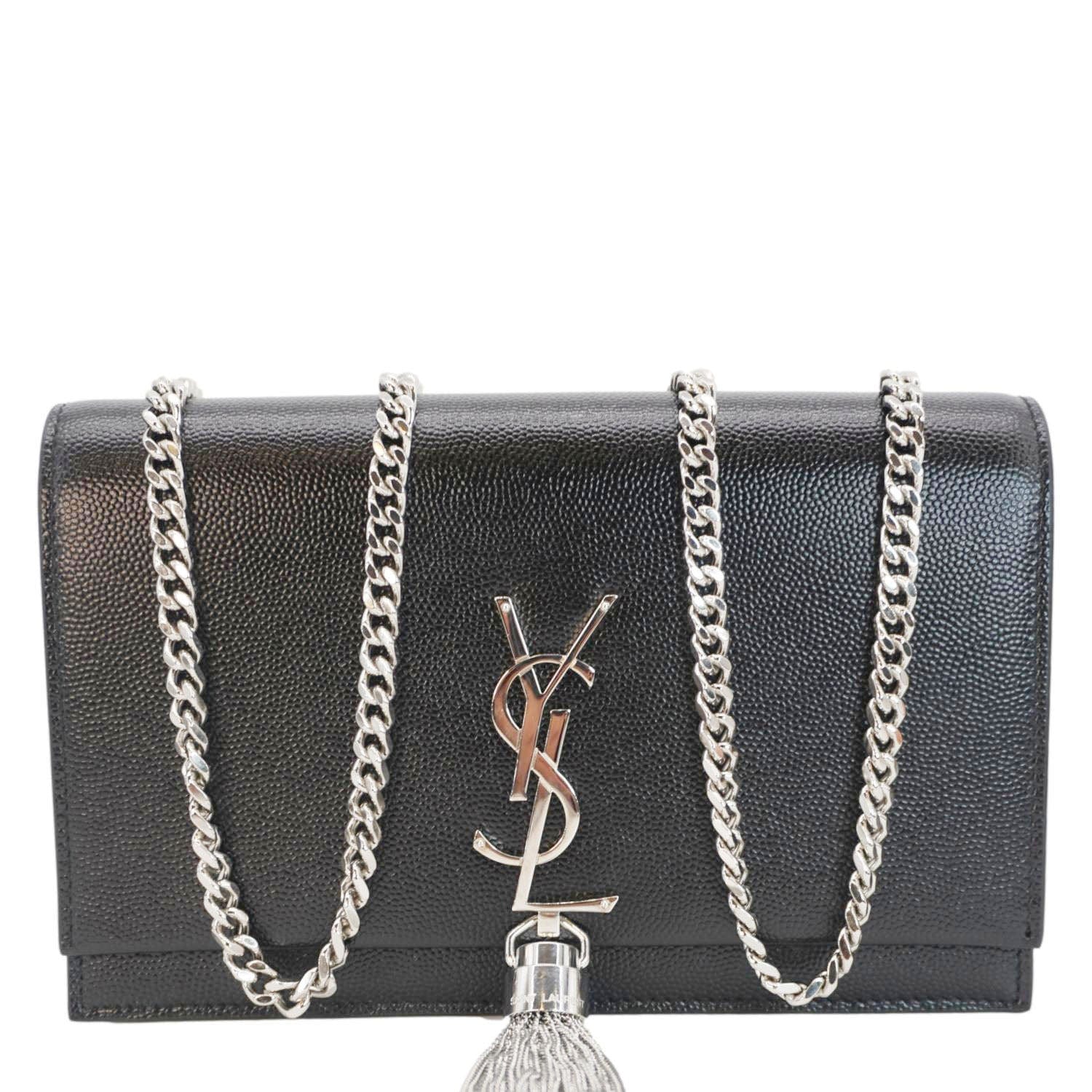 YSL Saint Laurent Yves Kate Tassel Crossbody Bag Leather Black