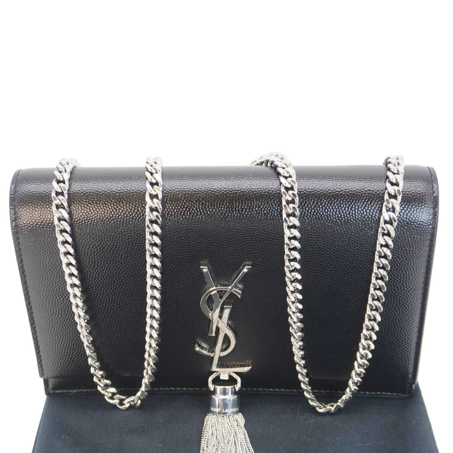 YSL Saint Laurent Yves Kate Tassel Crossbody Bag Leather Black