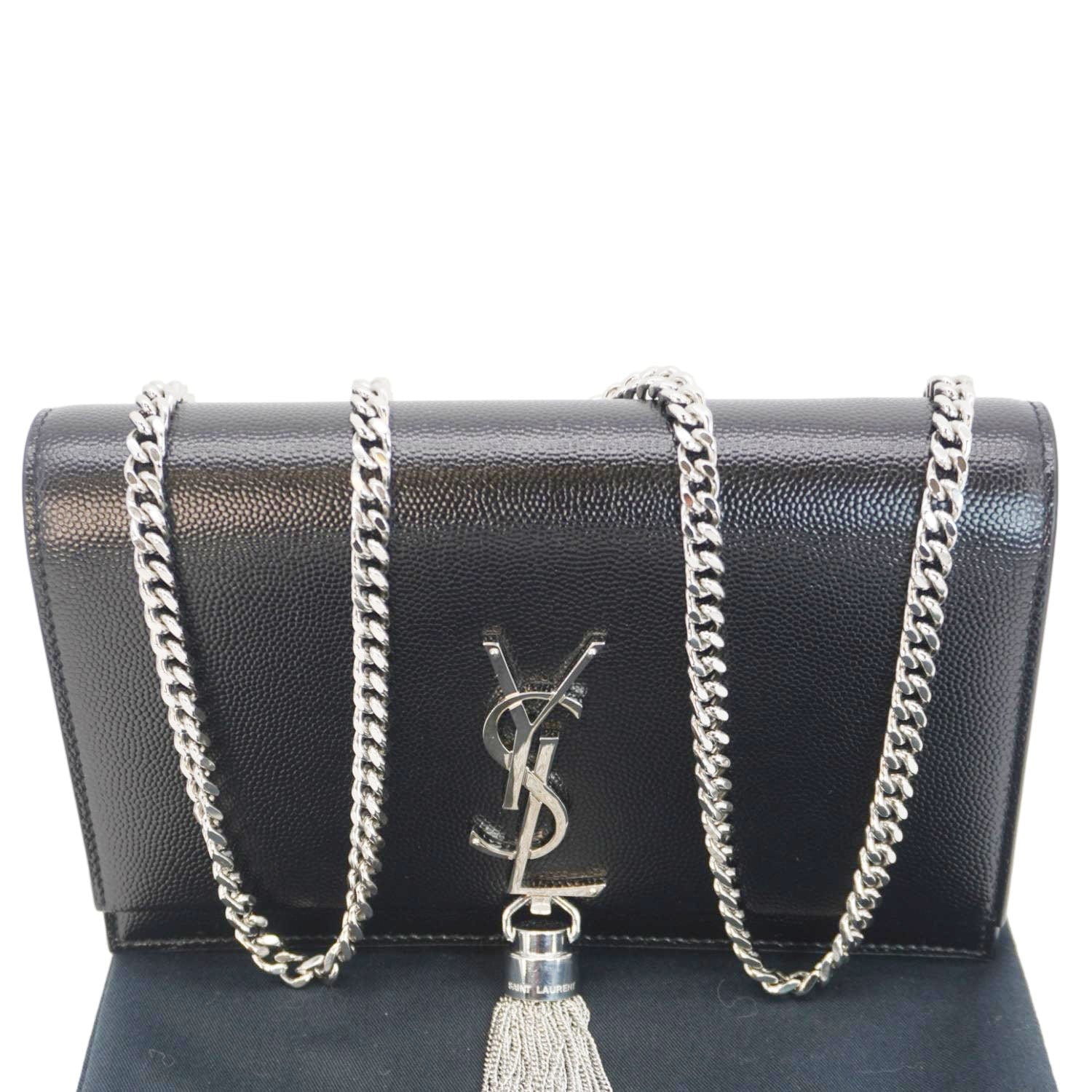 YSL Saint Laurent Yves Kate Tassel Crossbody Bag Leather Black