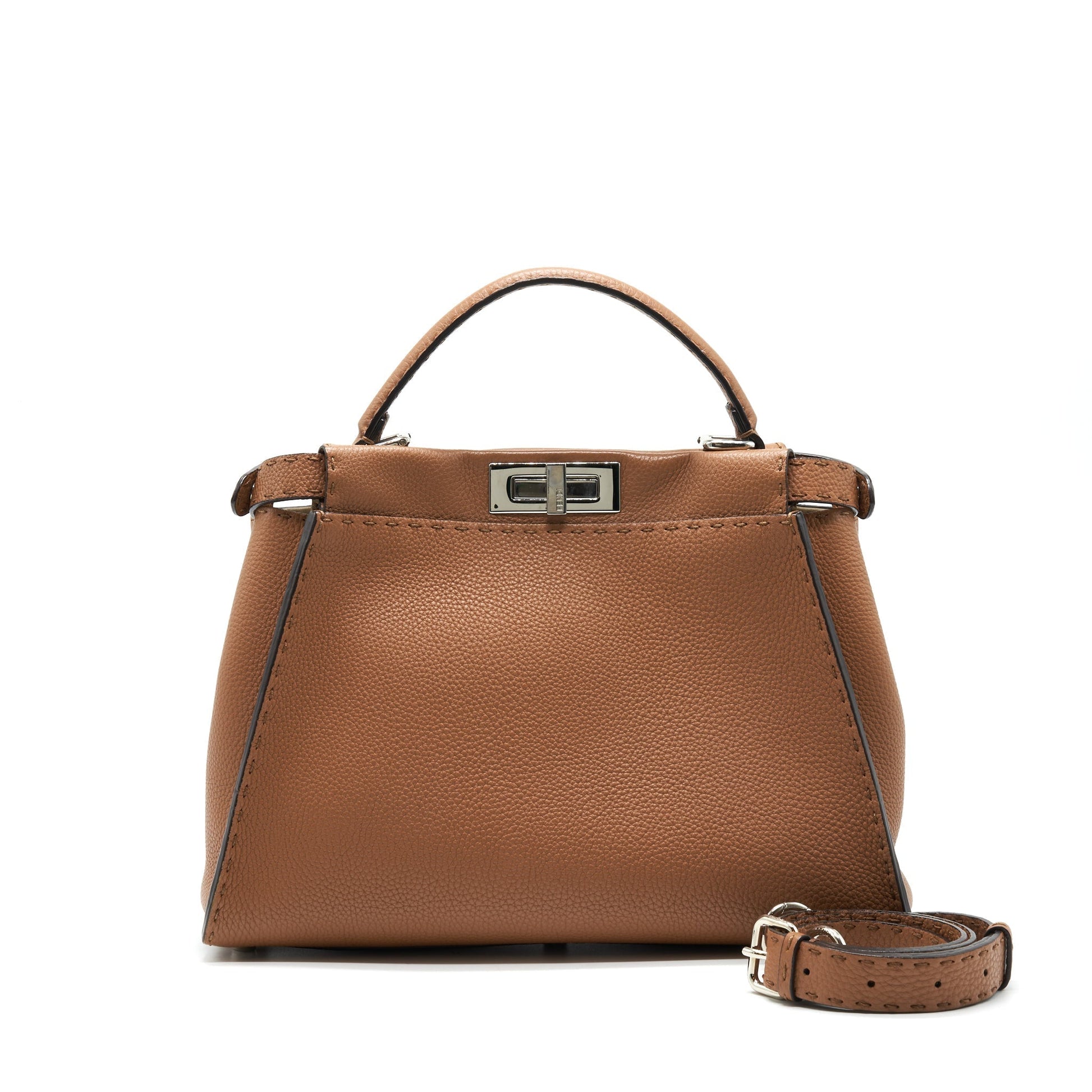 Fendi Peekaboo Purse In Romano Caramel Leather Medium Travel Bag