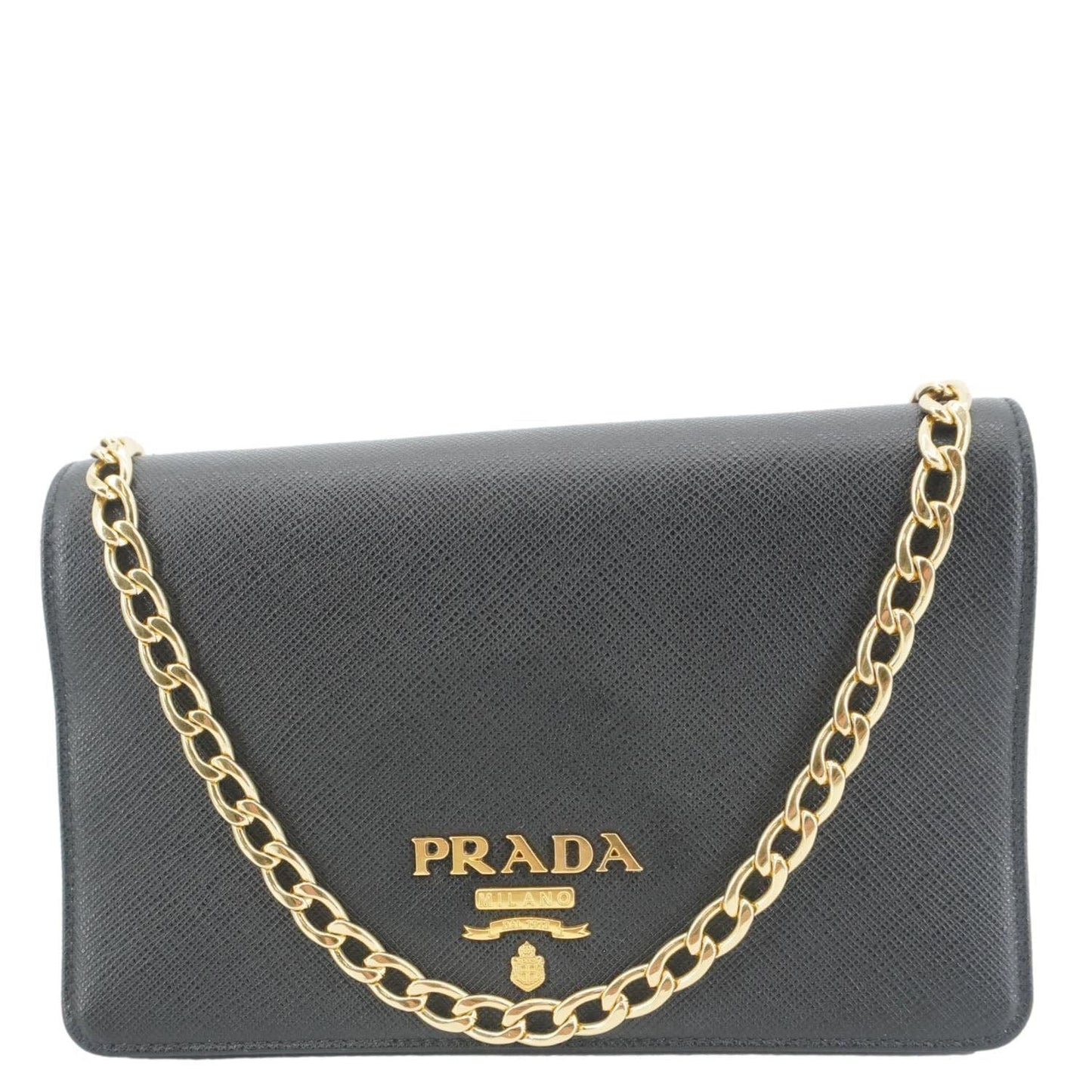 Prada Lux Crossbody Bag Saffiano Black Chain
