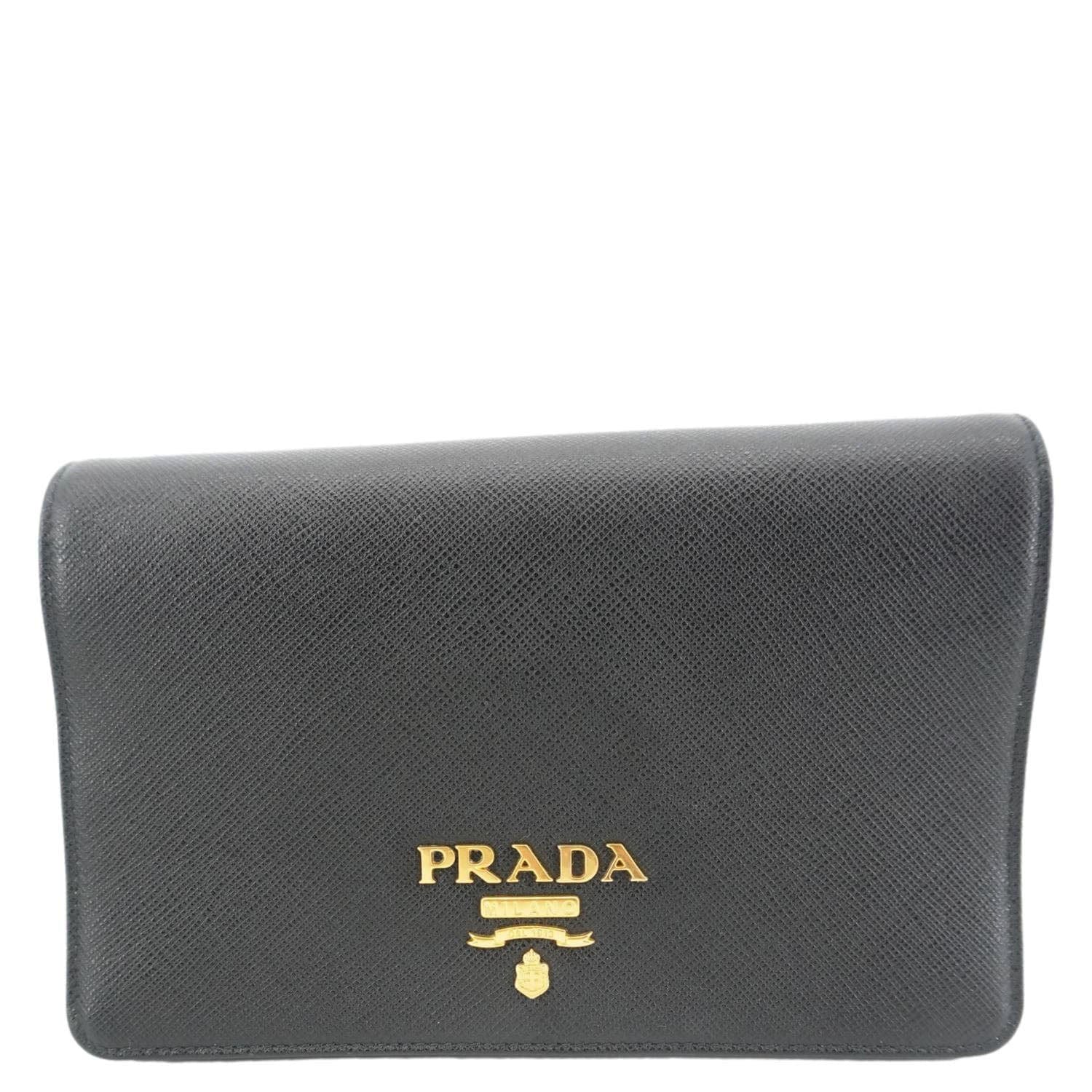 Prada Lux Crossbody Bag Saffiano Black Chain
