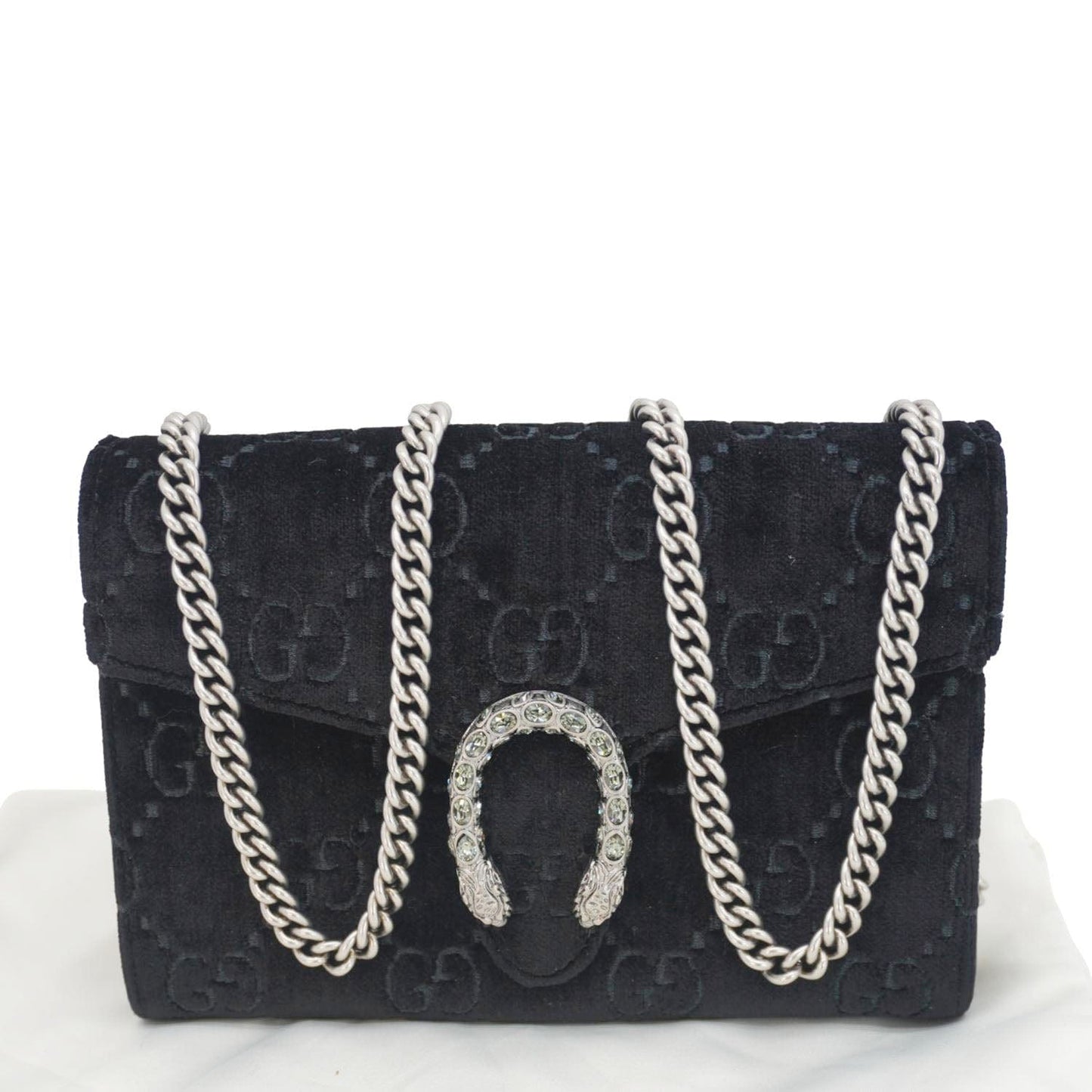 Gucci Dionysus Velvet Crossbody Bag Monogram Black