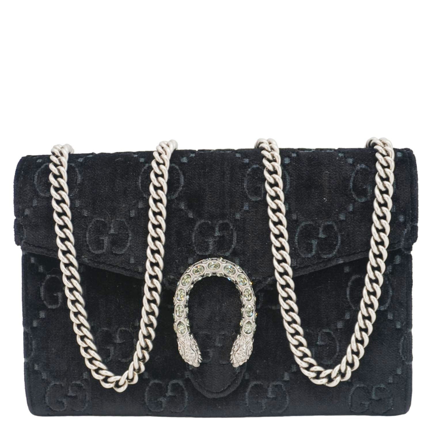 Gucci Dionysus Velvet Crossbody Bag Monogram Black