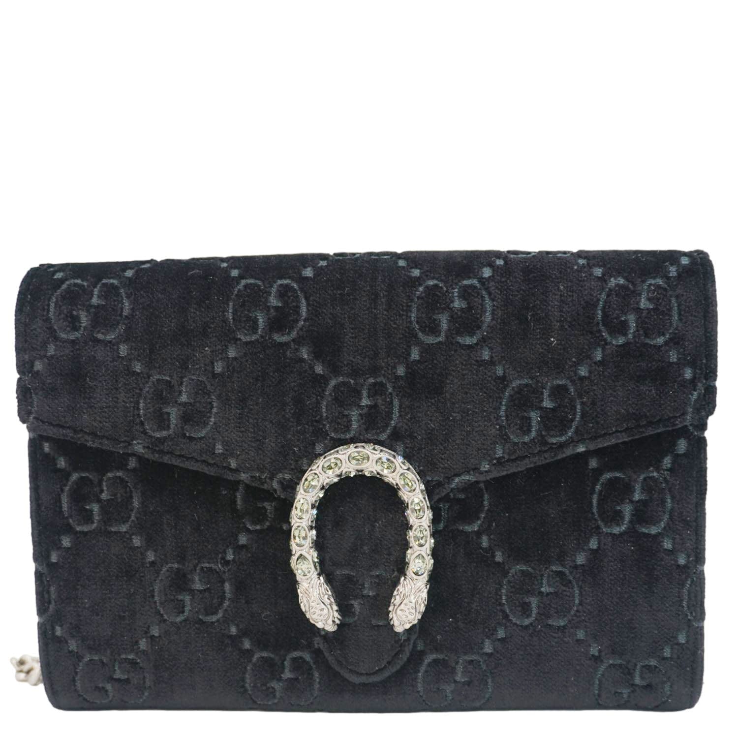 Gucci Dionysus Velvet Crossbody Bag Monogram Black