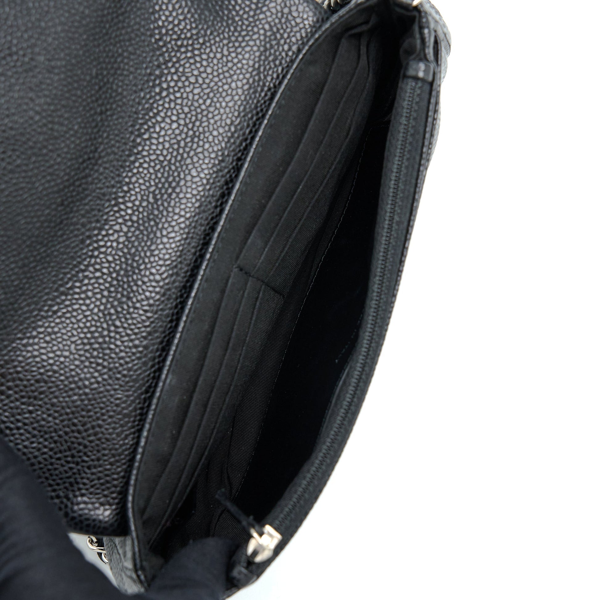 Chanel Half Moon On Caviar SHW Black Wallet Case