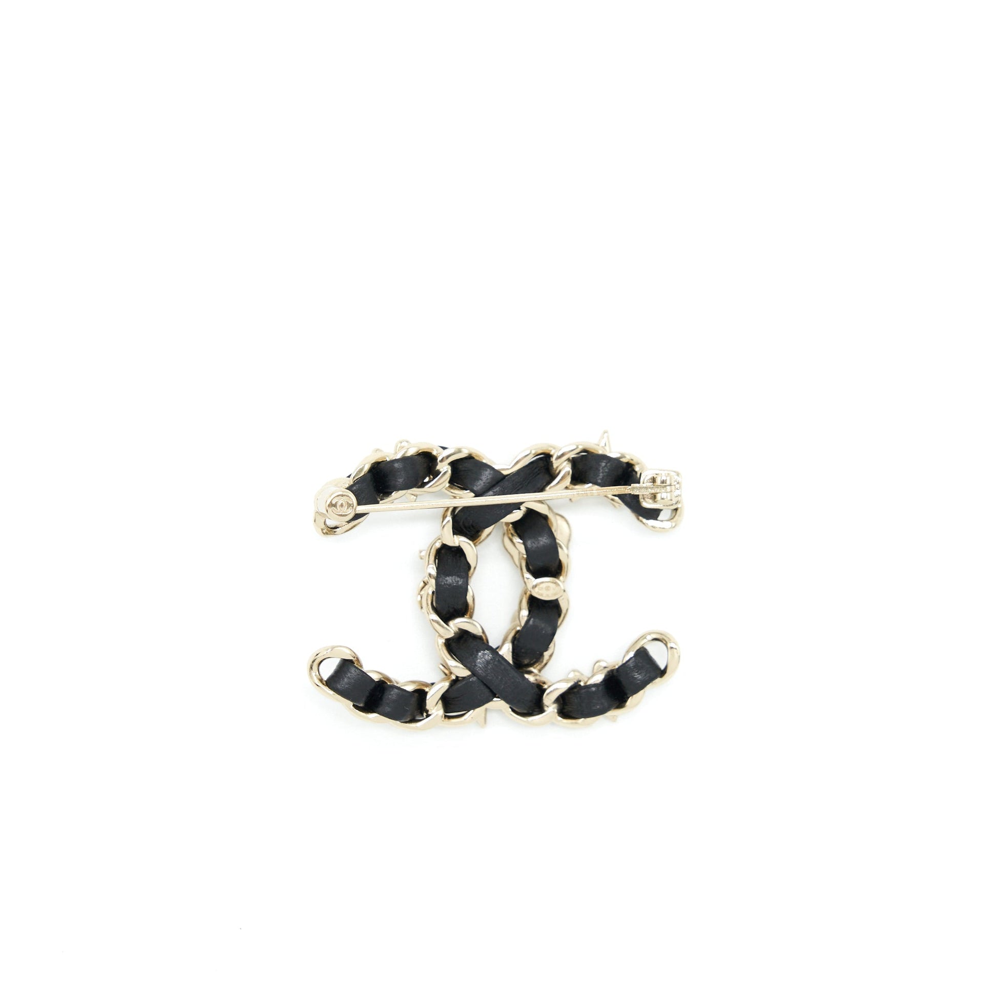 Chanel 22S CC Logo Brooch Charm LGHW Black Key Chain