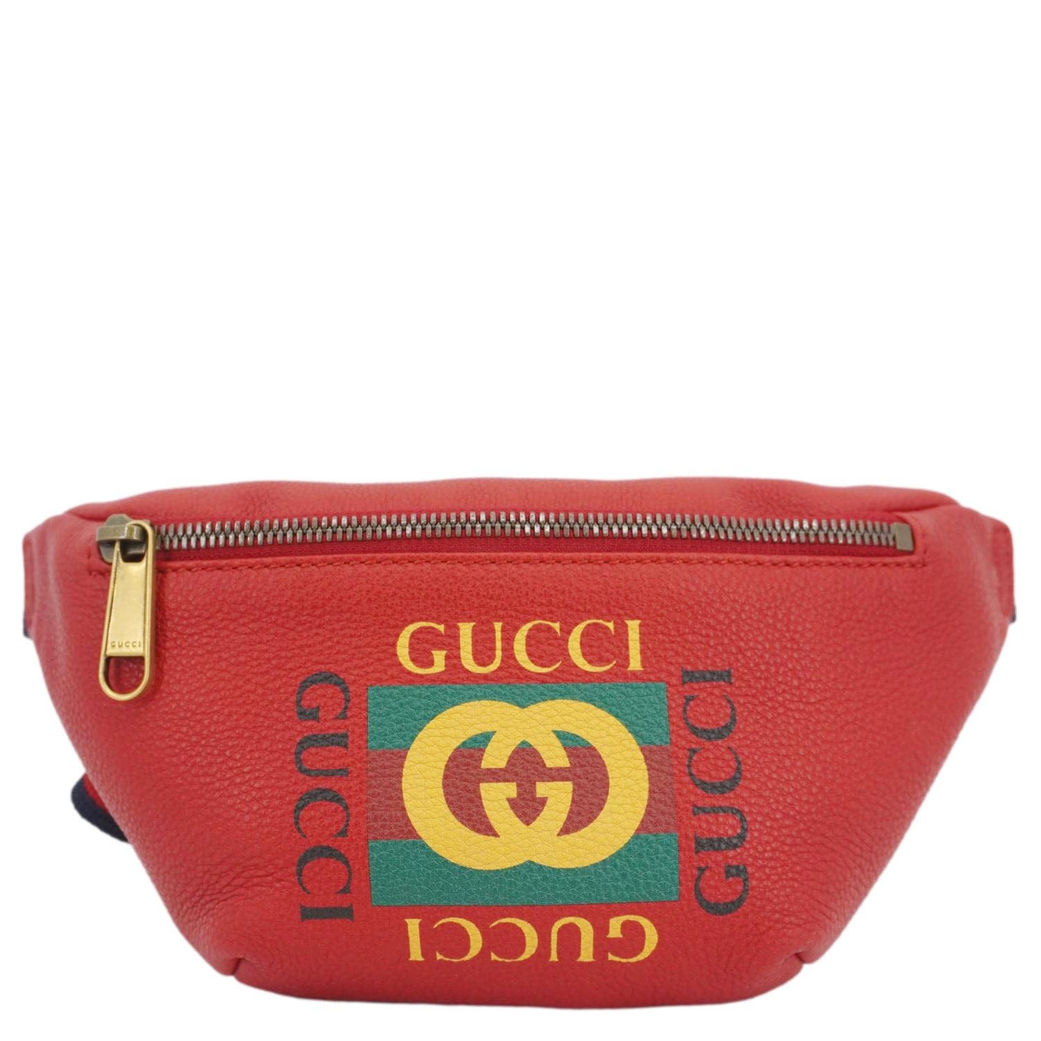 Gucci Print Belt Waist Bum Bag Leather Red Accessory Bag 527792