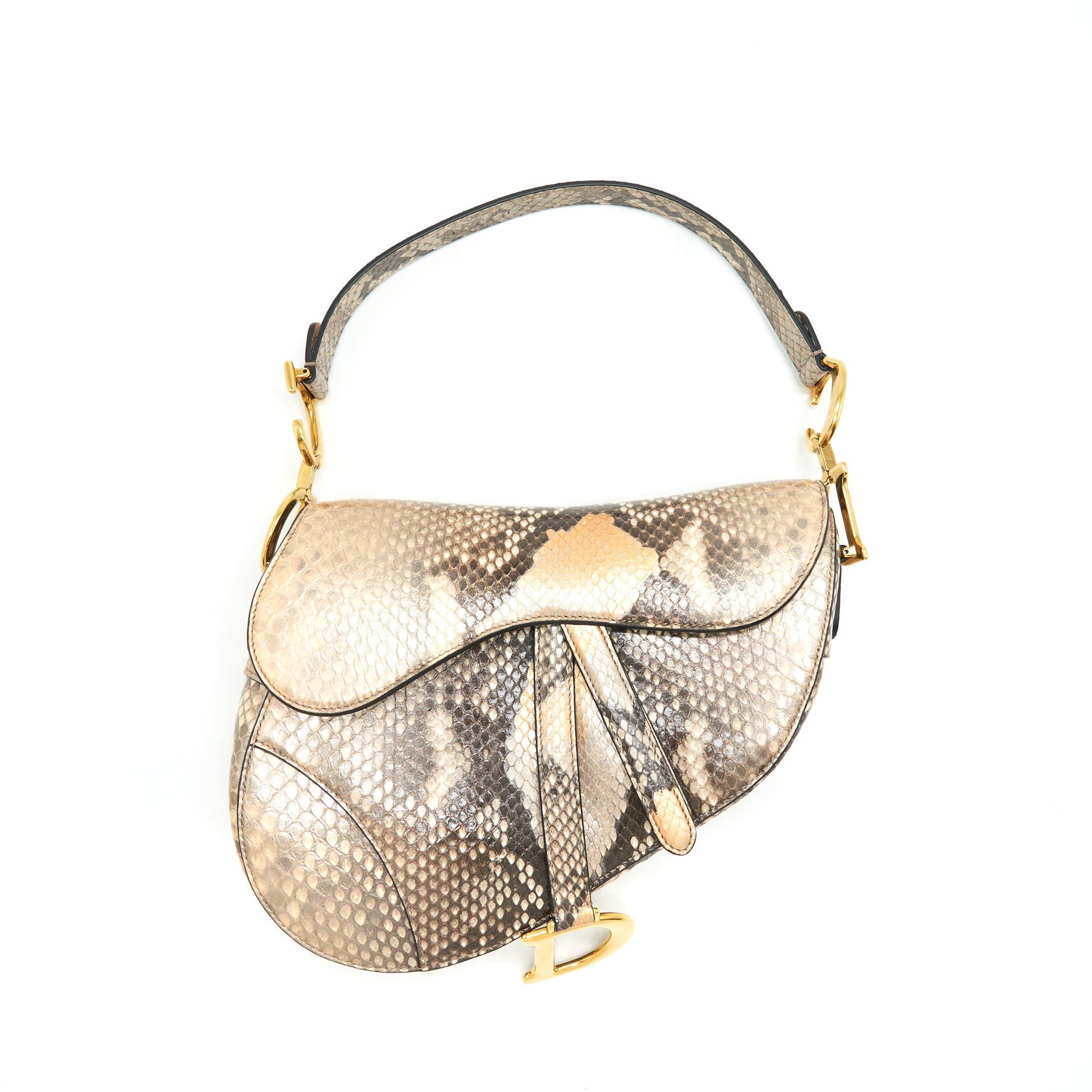 Dior Python Saddle Purse Handbag Medium Travel Bag