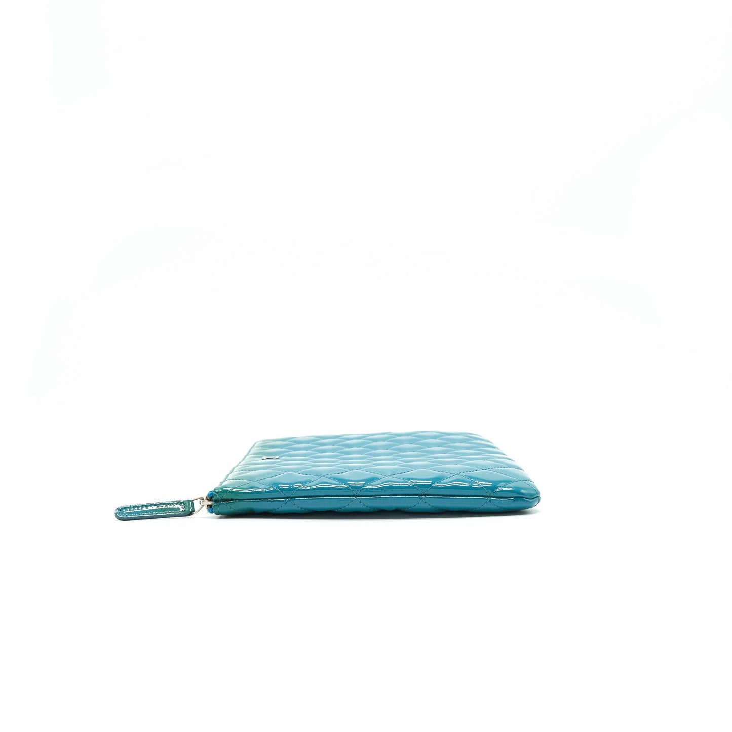 Chanel QUILTED PATENT Blue Leather Clutch Bag