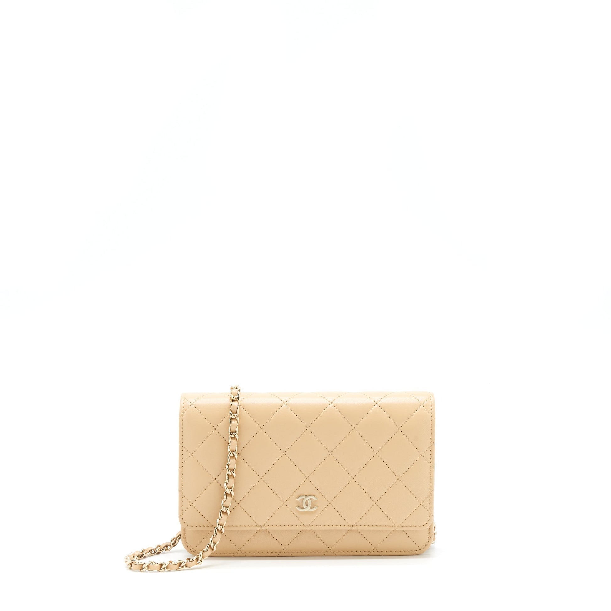 Chanel Classic On Lambskin LGHWï¼Microchipï¼ Beige Wallet Case
