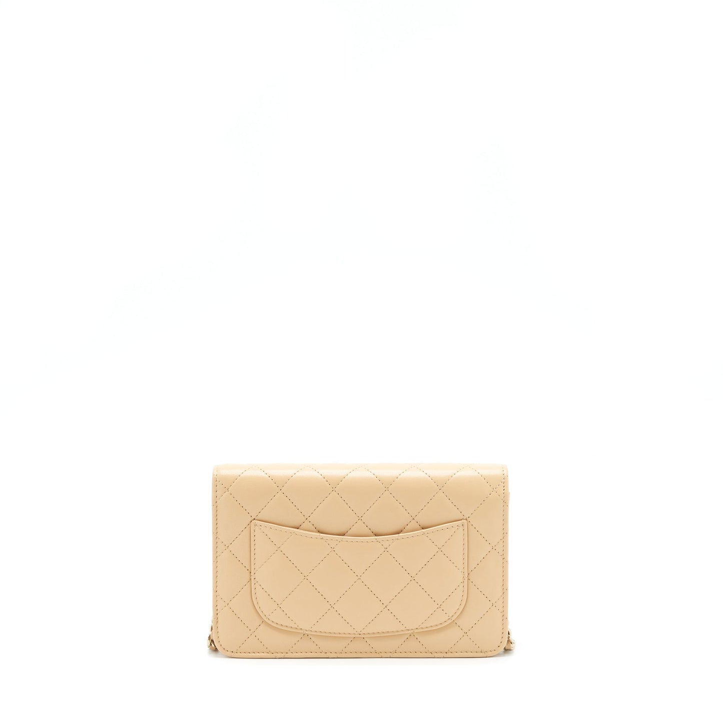 Chanel Classic On Lambskin LGHWï¼Microchipï¼ Beige Wallet Case