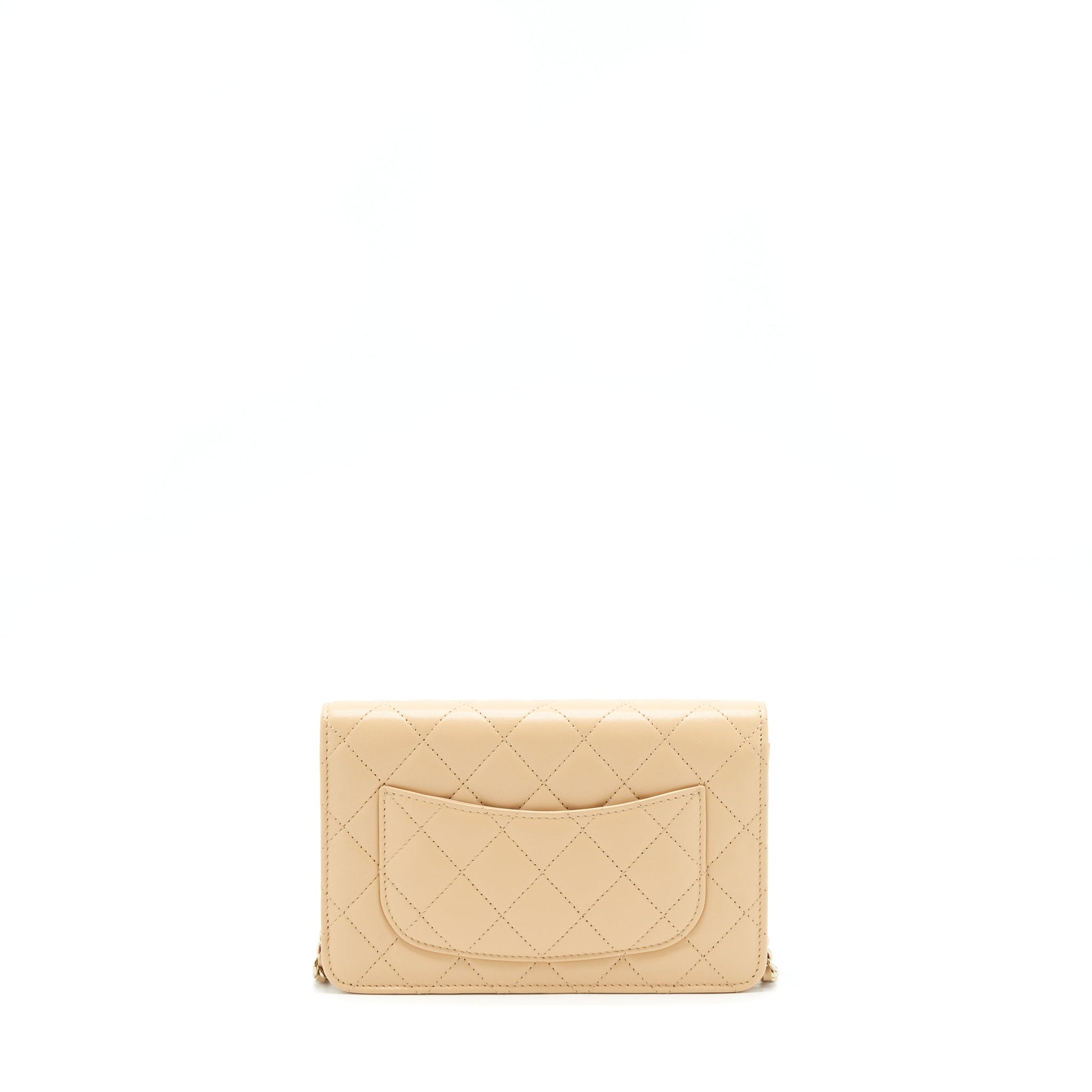 Chanel Classic On Lambskin LGHWï¼Microchipï¼ Beige Wallet Case