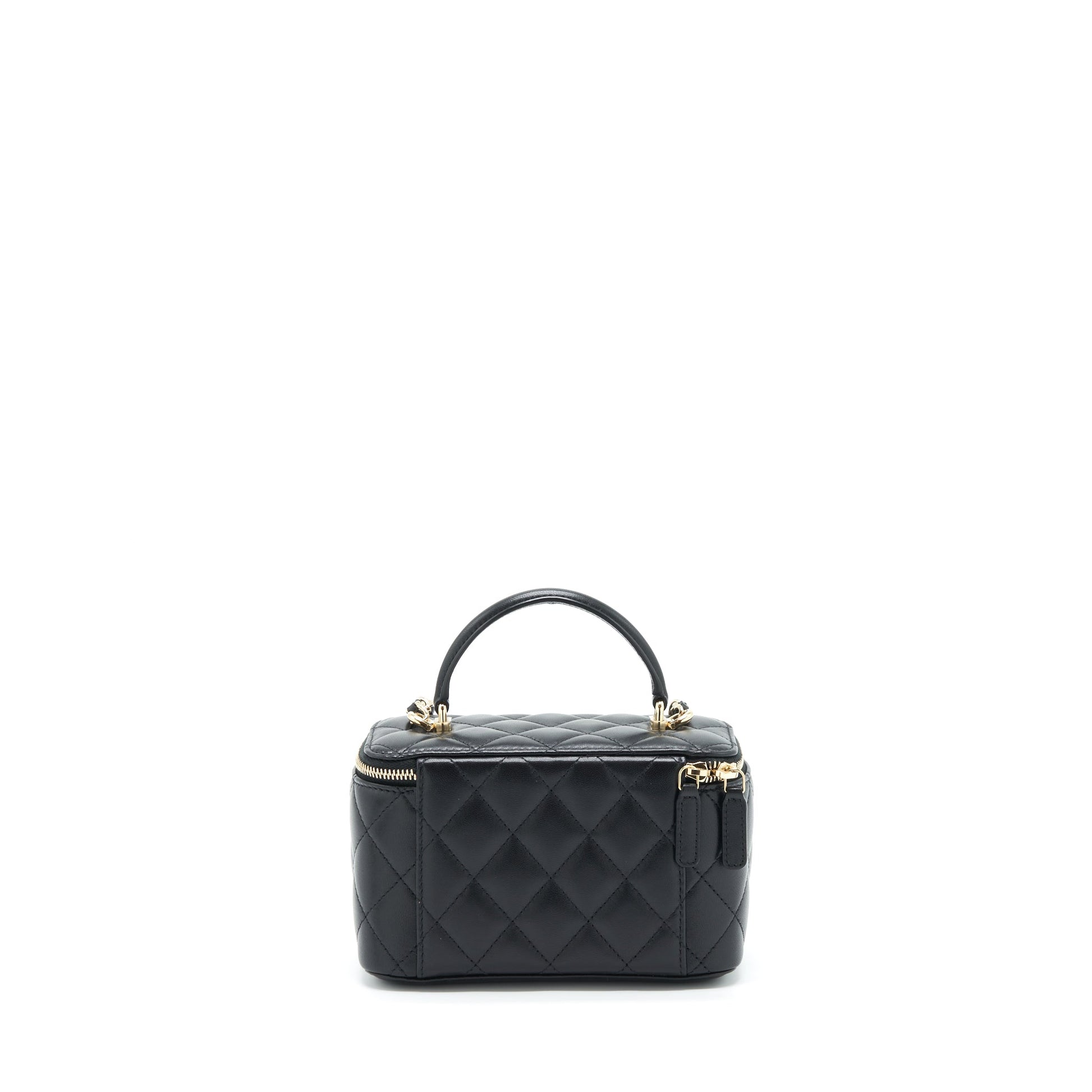 Chanel Top Handle Long Vanity Lambskin GHW Black Handbag