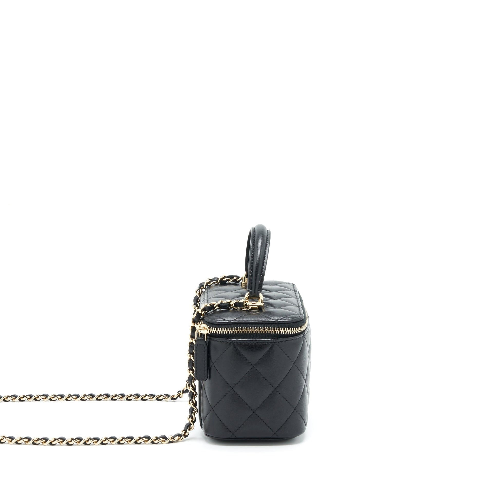 Chanel Top Handle Long Vanity Lambskin GHW Black Handbag