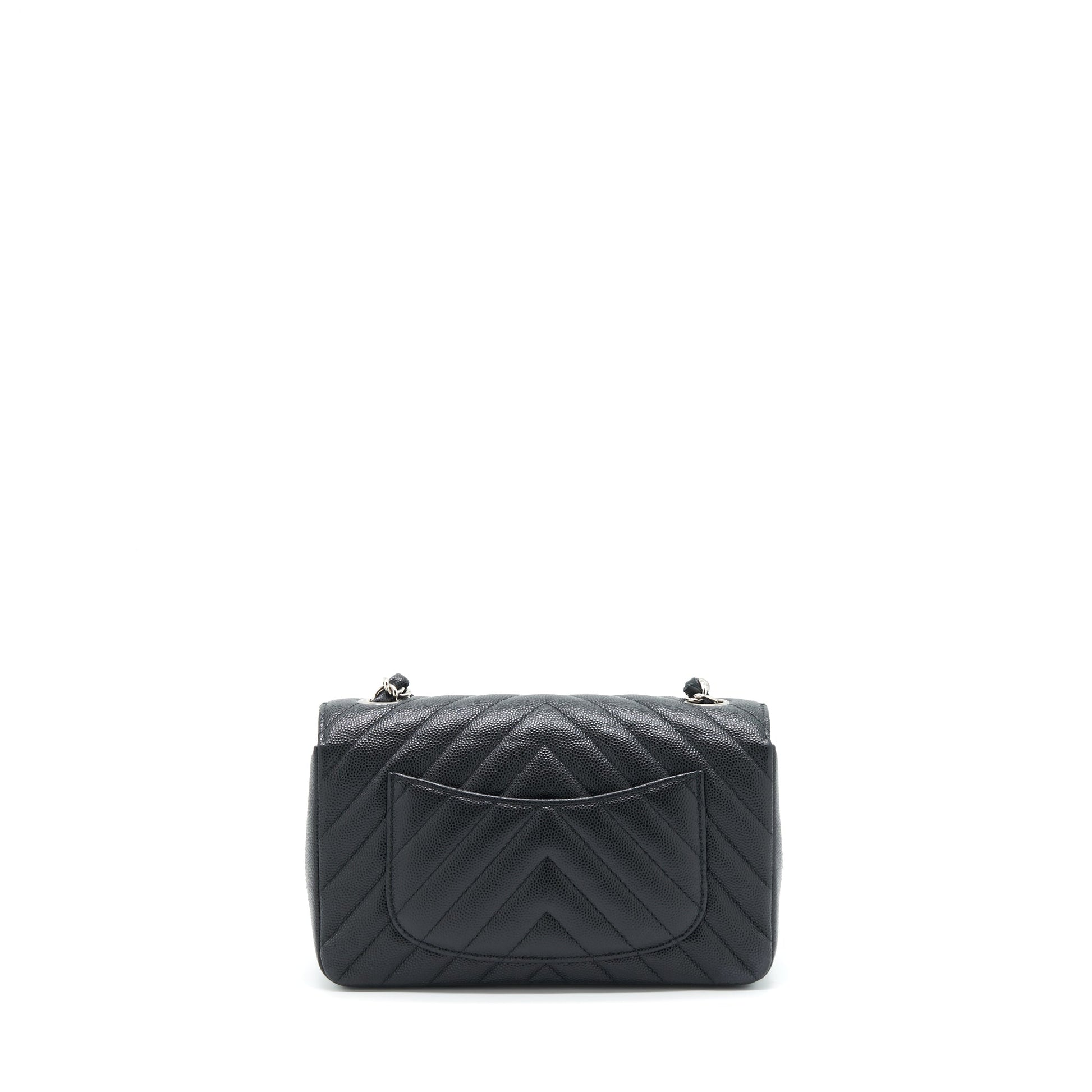Chanel Chevron Rectangular Flap Caviar SHW Black Shoulder Bag