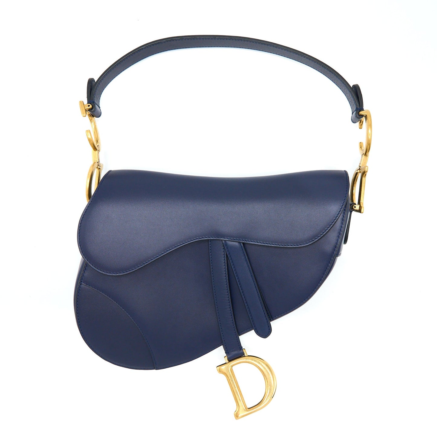 Dior Saddle Purse Smooth Calfskin Navy Handbag Medium Travel Bag