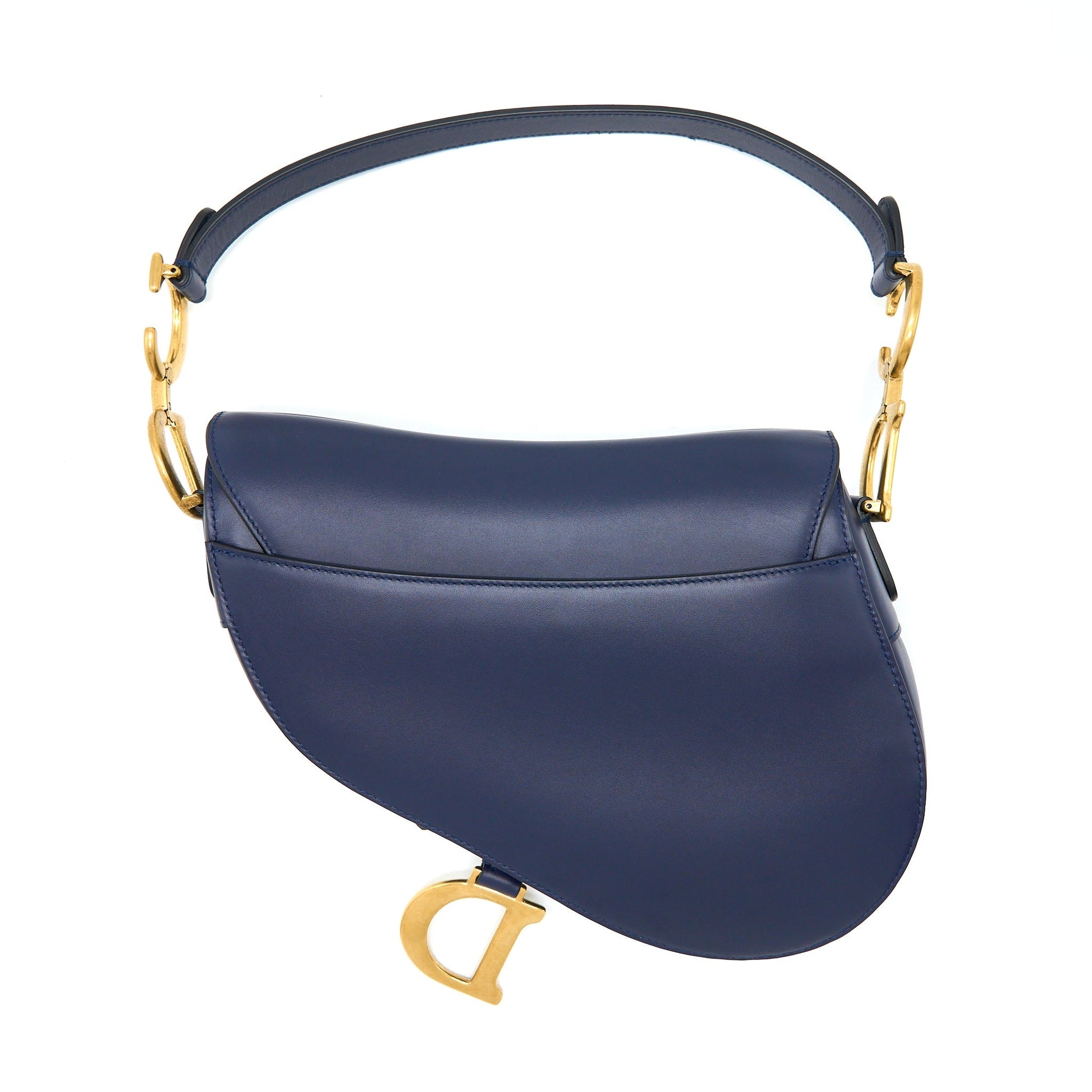 Dior Saddle Purse Smooth Calfskin Navy Handbag Medium Travel Bag