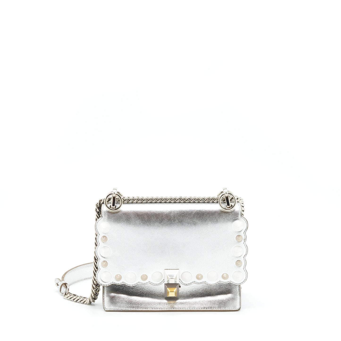 Fendi Kan Purse Metallic Sliver With And Hardware Gold Silver Multicolor Travel Bag