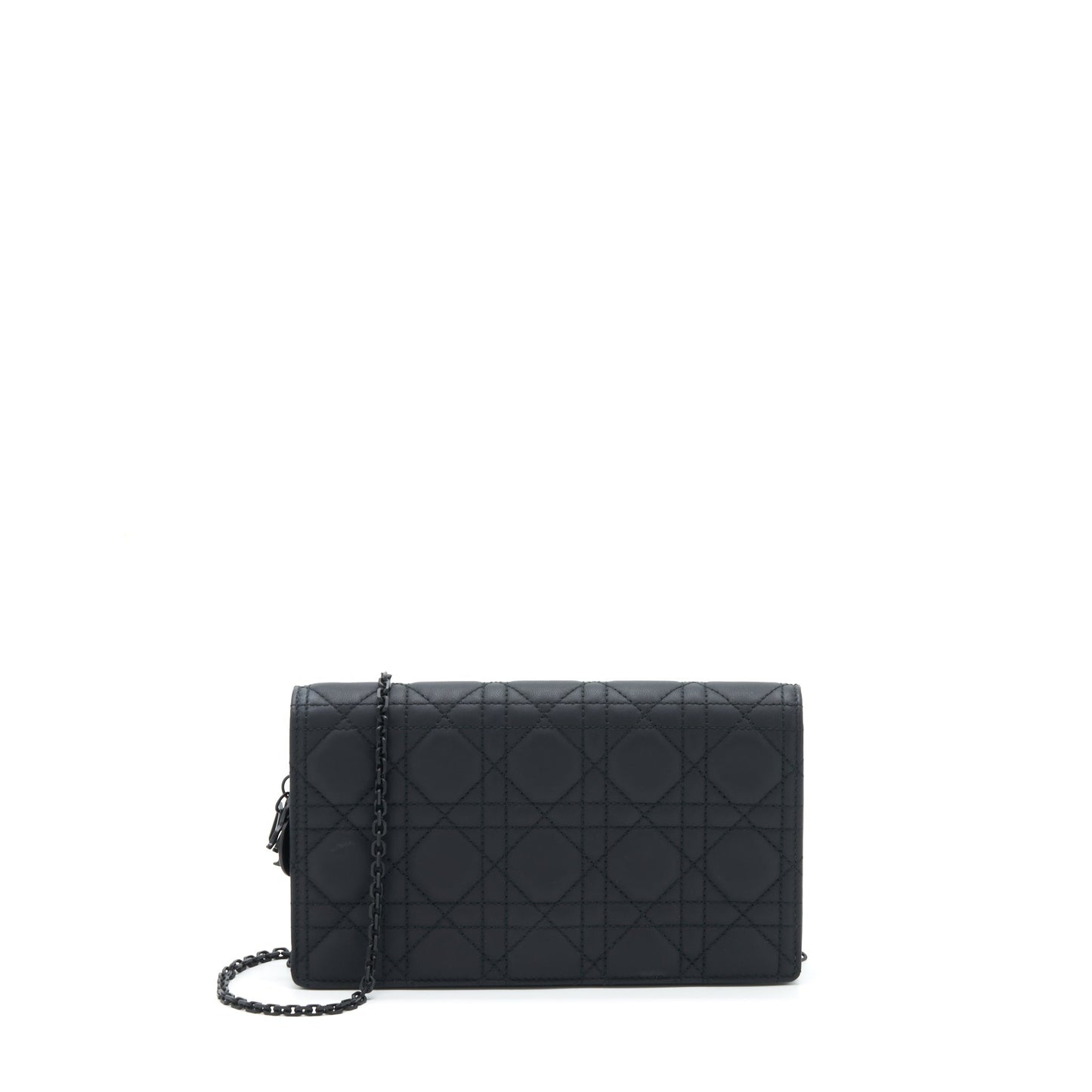 Dior Lady Pouch Ultramatte Cannage Calfskin Hardware Handbag Black Travel Bag