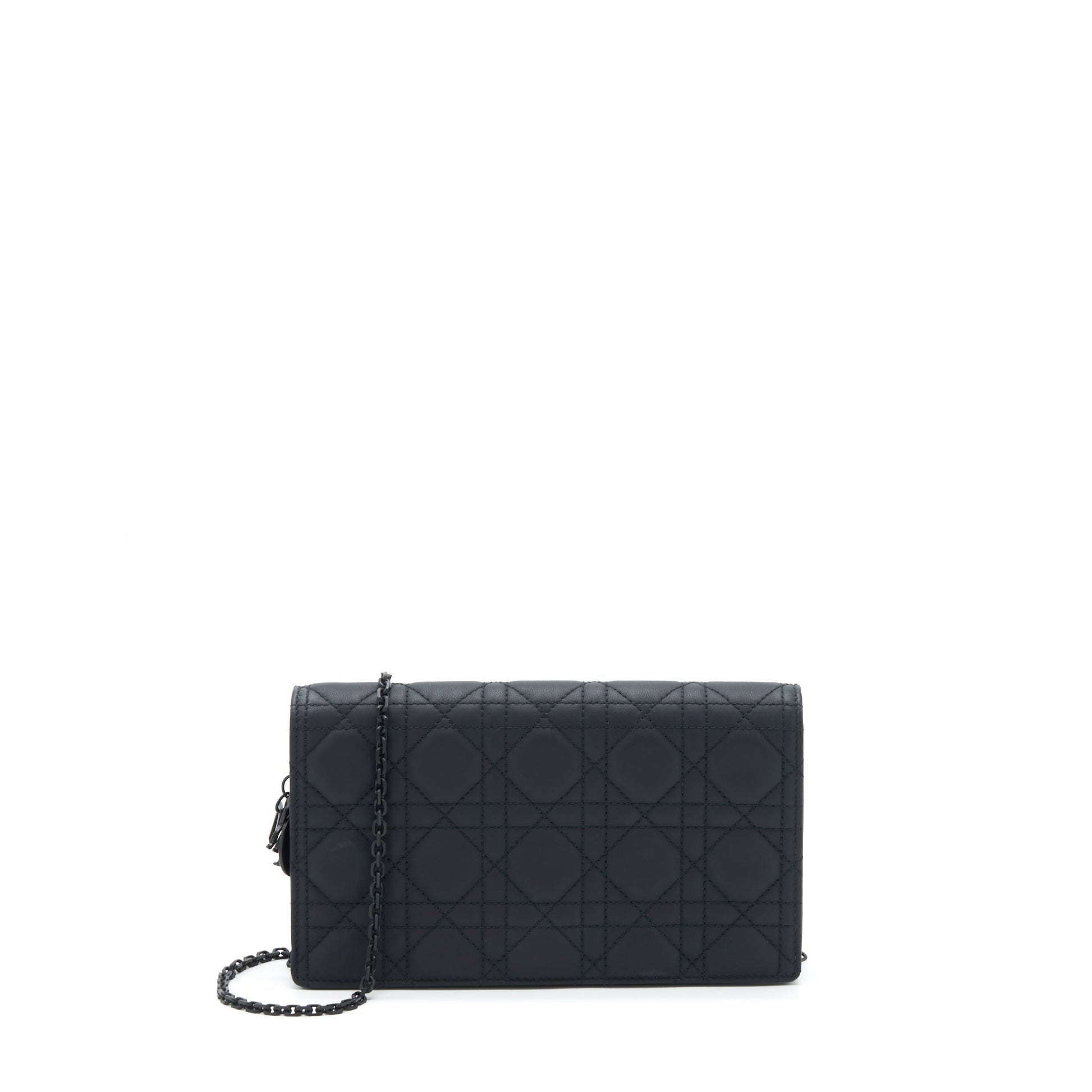 Dior Lady Pouch Ultramatte Cannage Calfskin Hardware Handbag Black Travel Bag