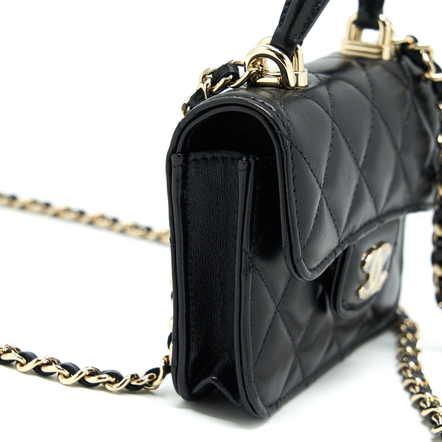 Chanel 21K Flap Coin Purse LGHW Black Wallet Case