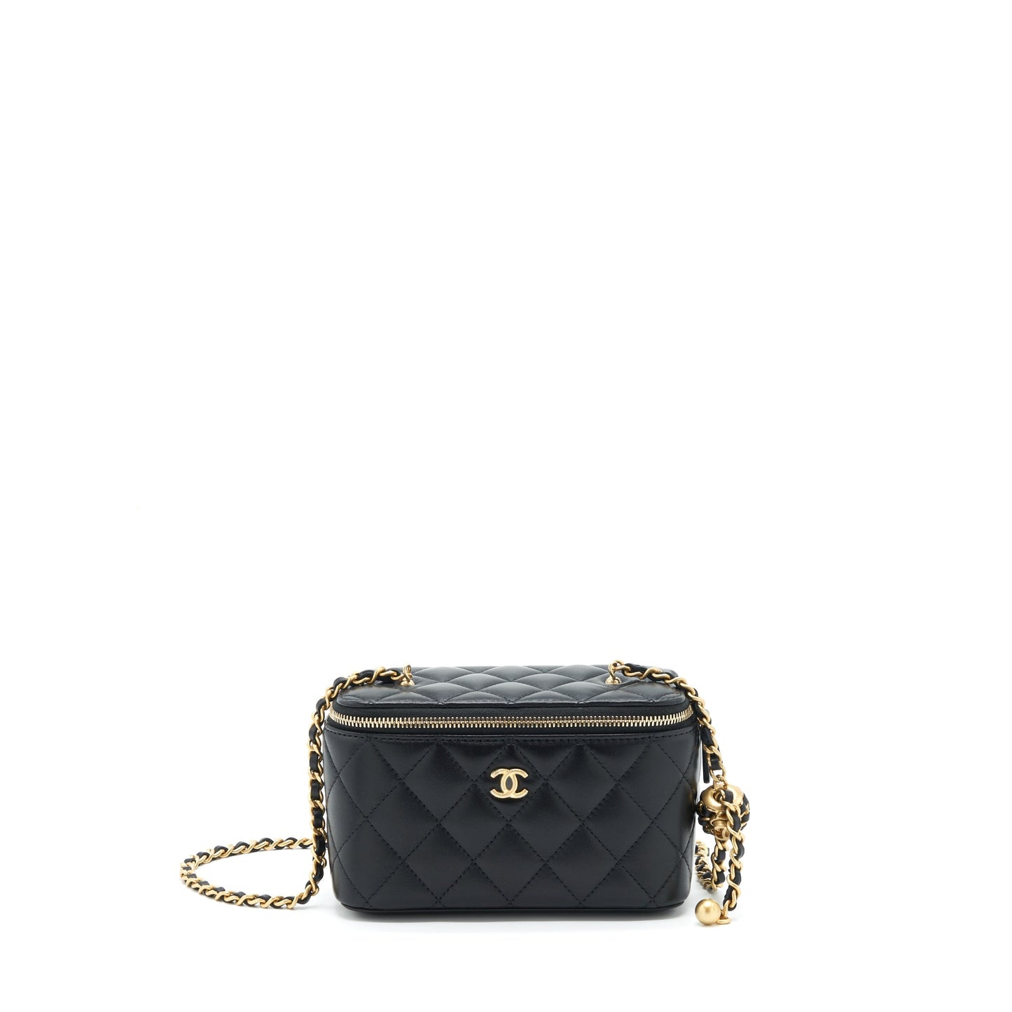Chanel 22S Pearl Crush Long Vanity Lambskin Black Handbag Ghw 1