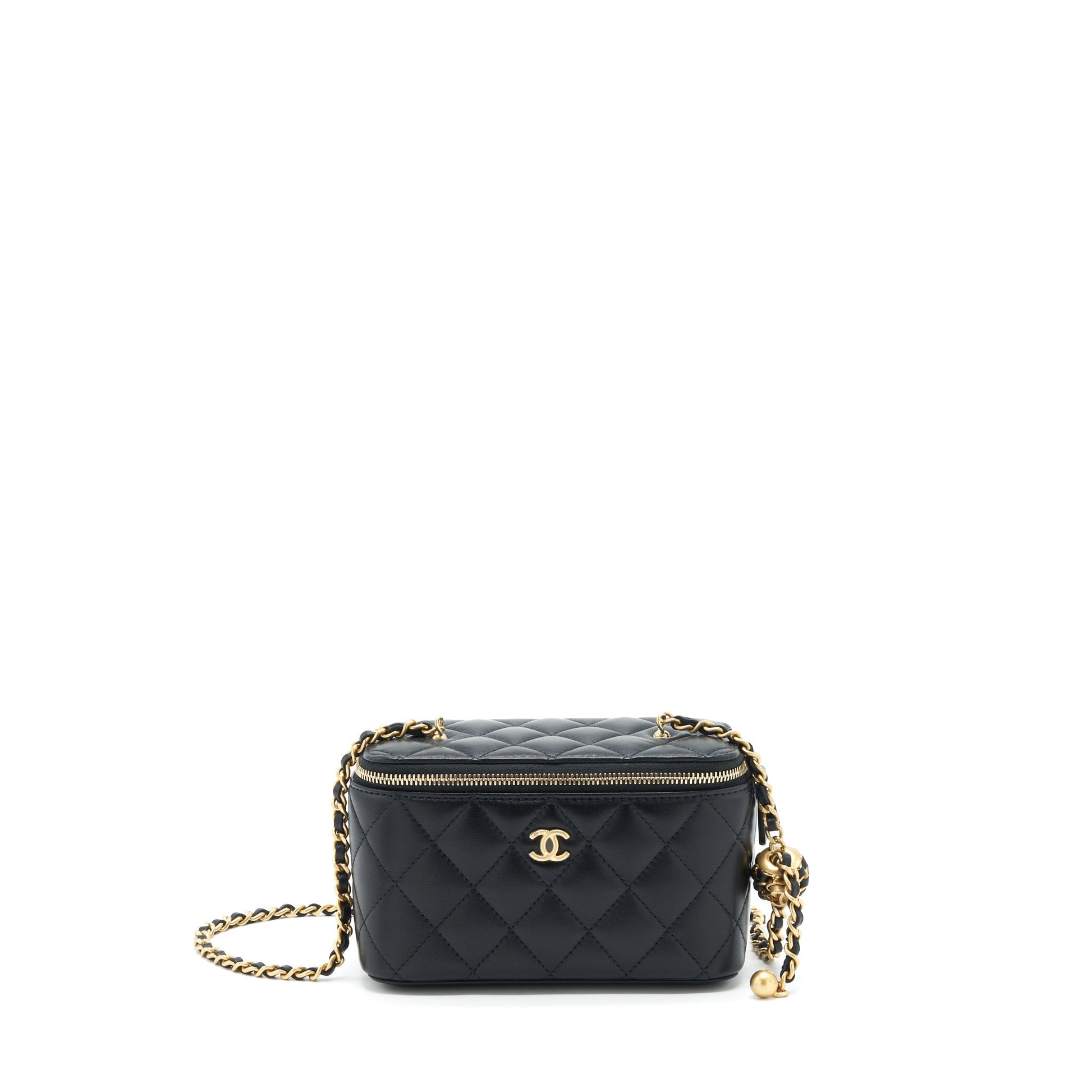 Chanel 22S Pearl Crush Long Vanity Lambskin Black Handbag Ghw 1