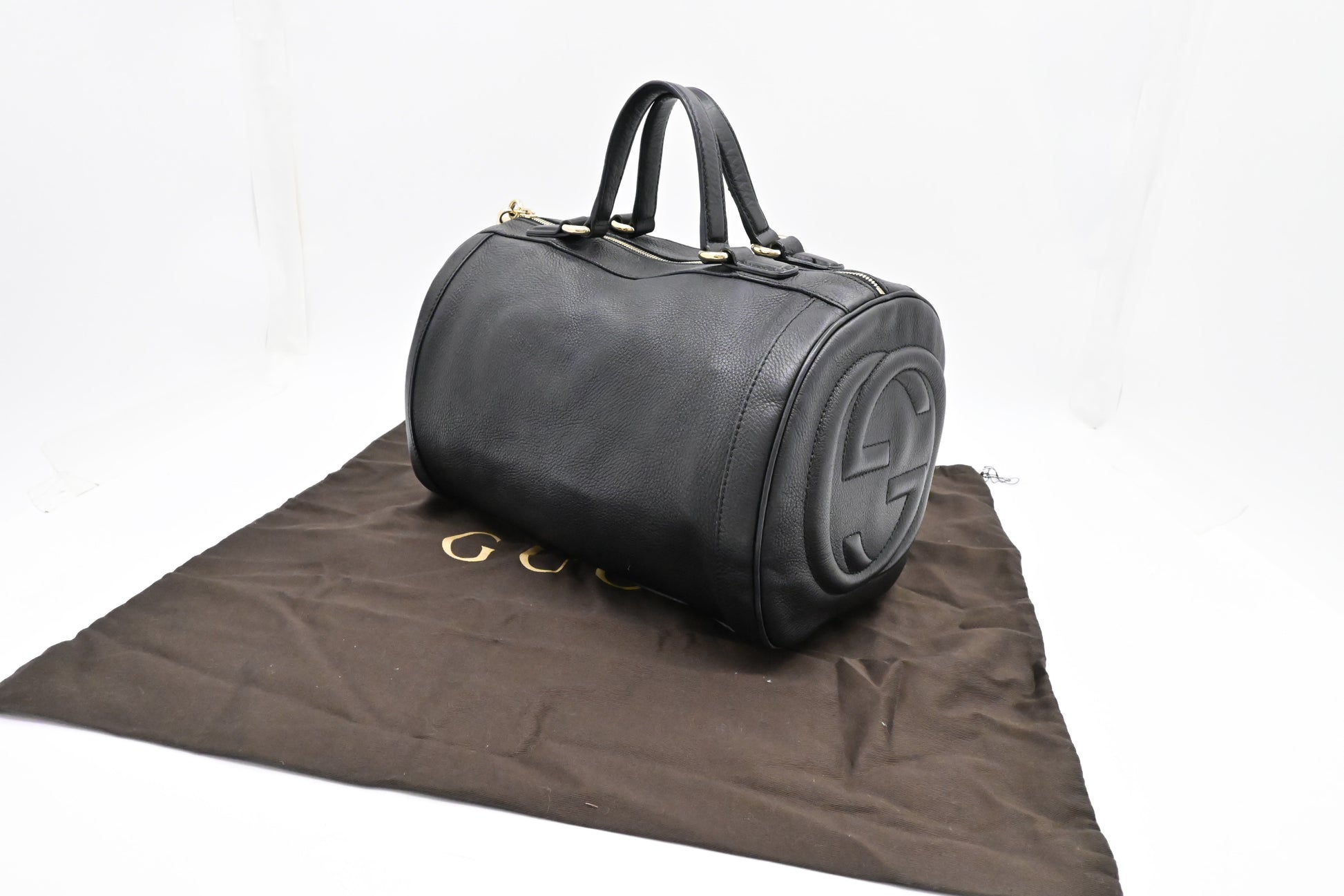 Gucci Soho Boston Leather Black Travel Bag