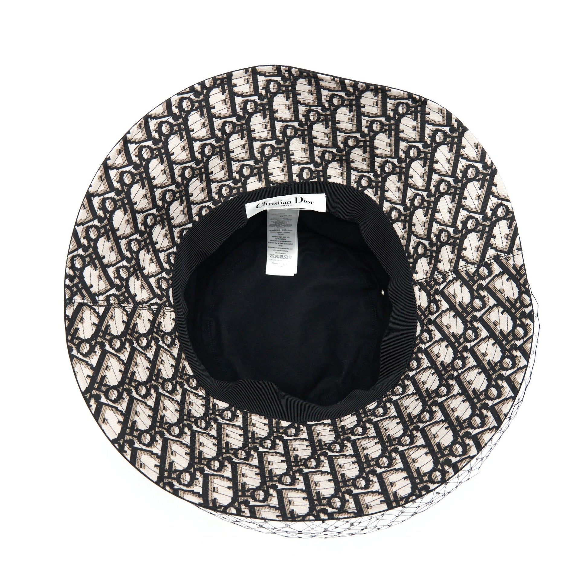 Dior Size Teddy D Brim Hat With Veil Bucket Bucket Bag