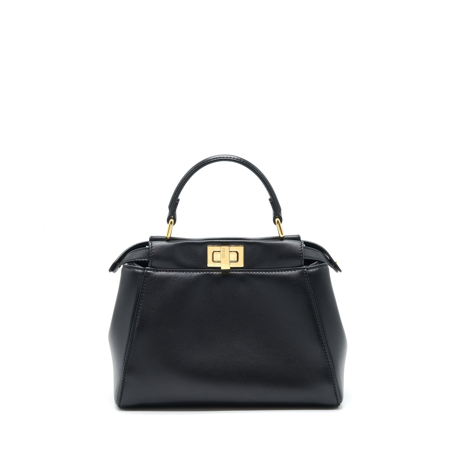 Fendi Peekaboo Handbag Lambskin Black Mini Travel Bag Lambskin Black Ghw
