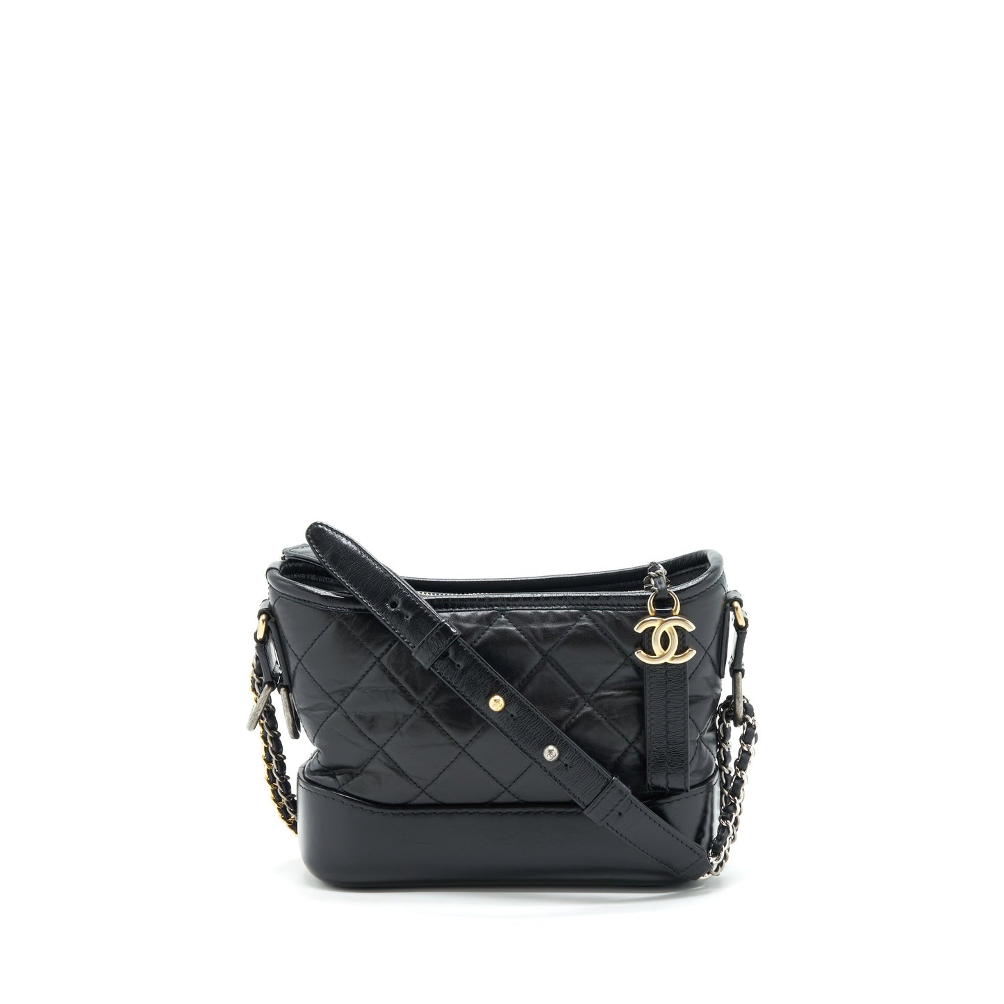 Chanel Gabrielle Hobo Calfskin Hardware Black Gold Silver Small Shoulder Bag