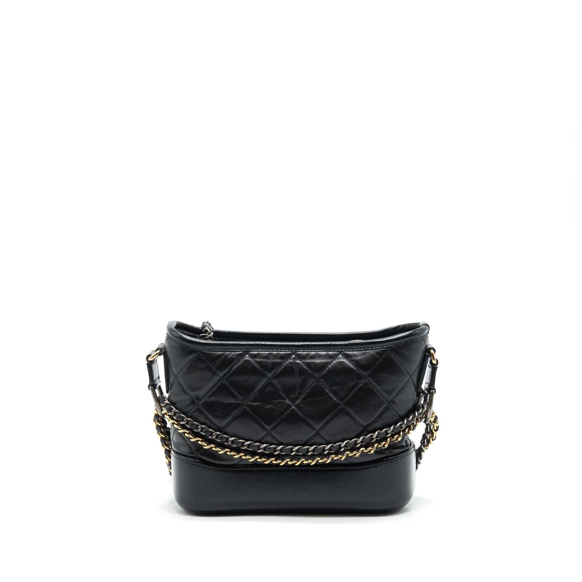 Chanel Gabrielle Hobo Calfskin Hardware Black Gold Silver Small Shoulder Bag