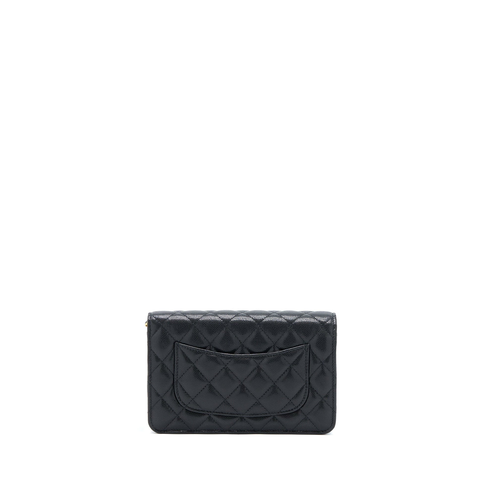 Chanel 22A On Caviar GHW Microchip Black Wallet Case