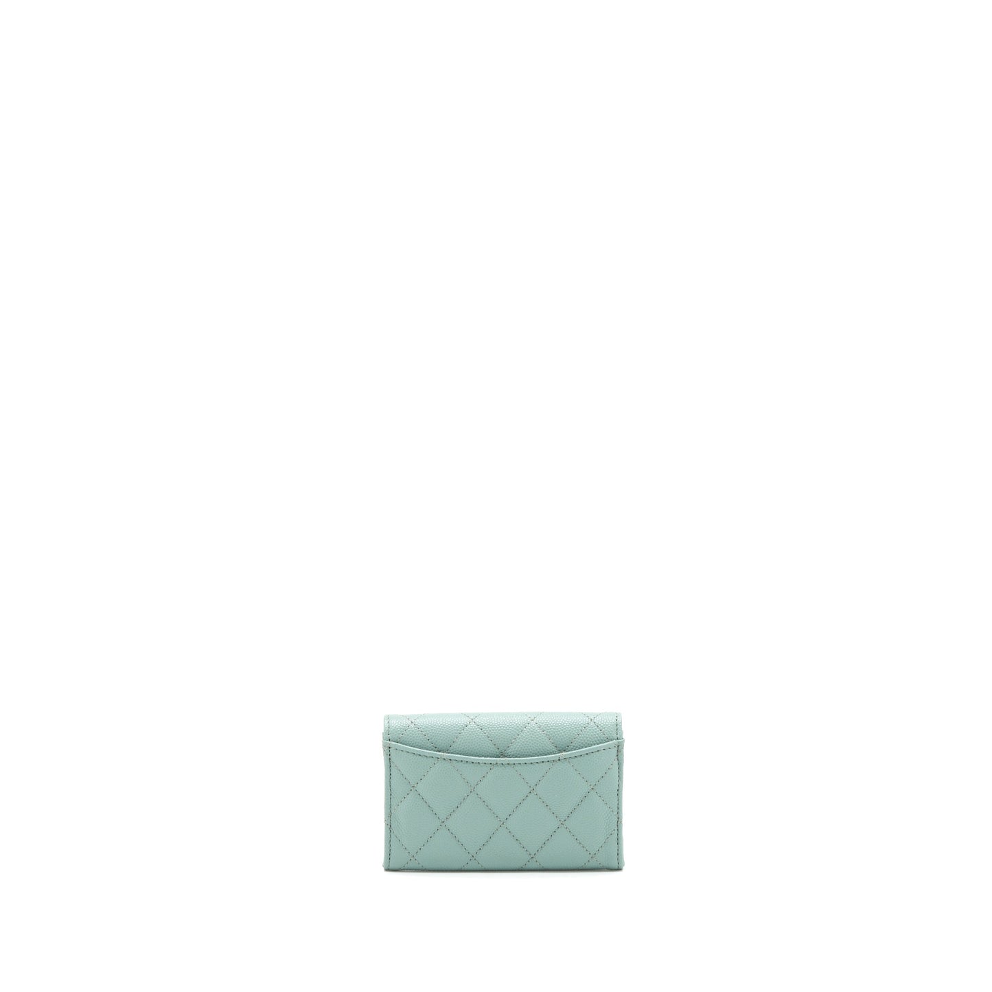 Chanel 22C Flap Card Holder Caviar NG124 Green Wallet Case