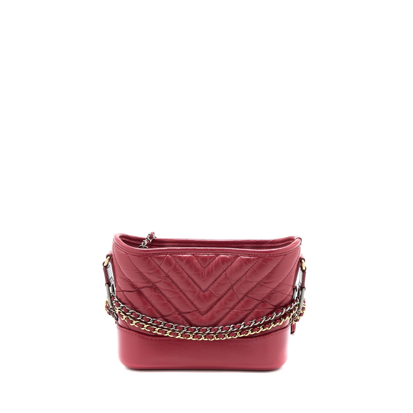 Chanel Gabrielle Hobo Chevron Calfskin Hardware Multicolour Red Small Shoulder Bag