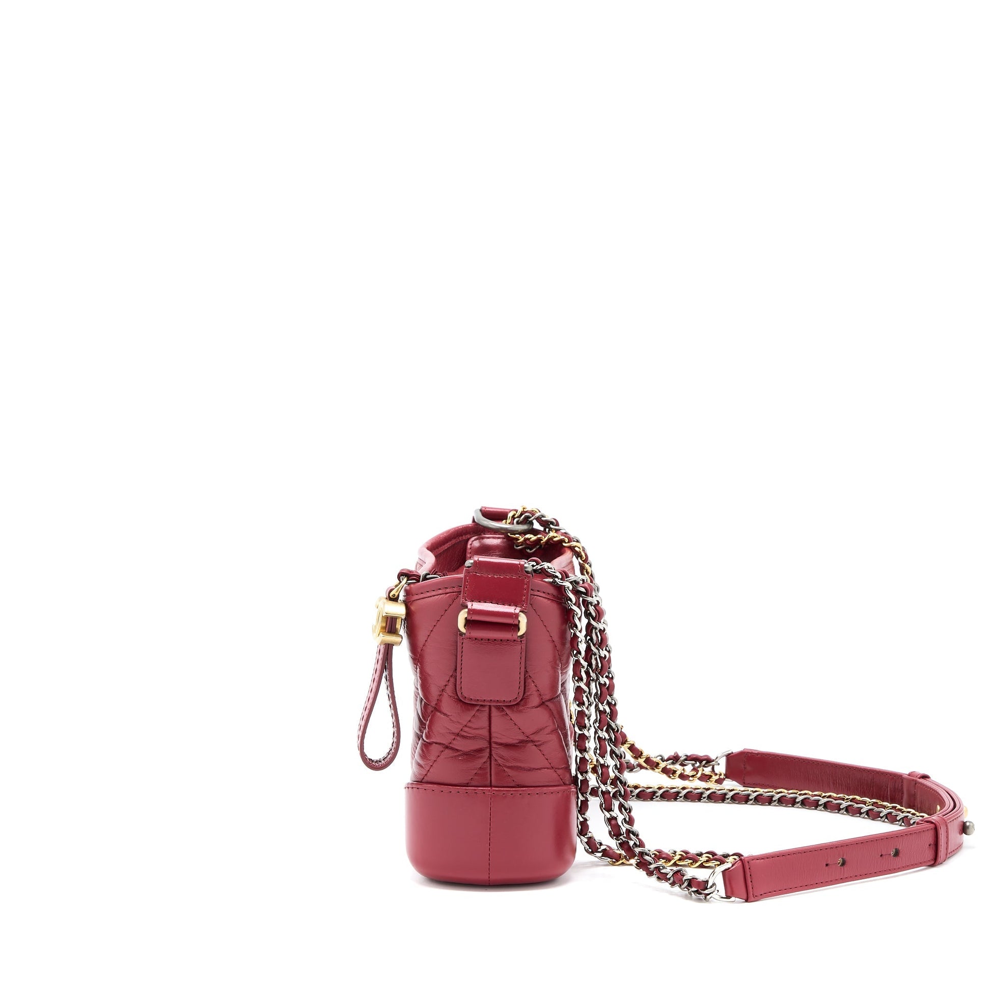 Chanel Gabrielle Hobo Chevron Calfskin Hardware Multicolour Red Small Shoulder Bag