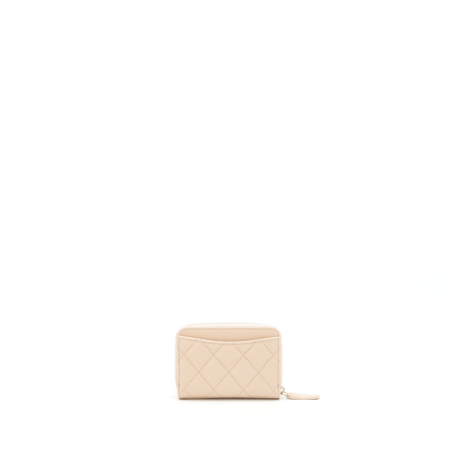 Chanel 22C Zippy Card Holder Caviar Light Beige Wallet Case