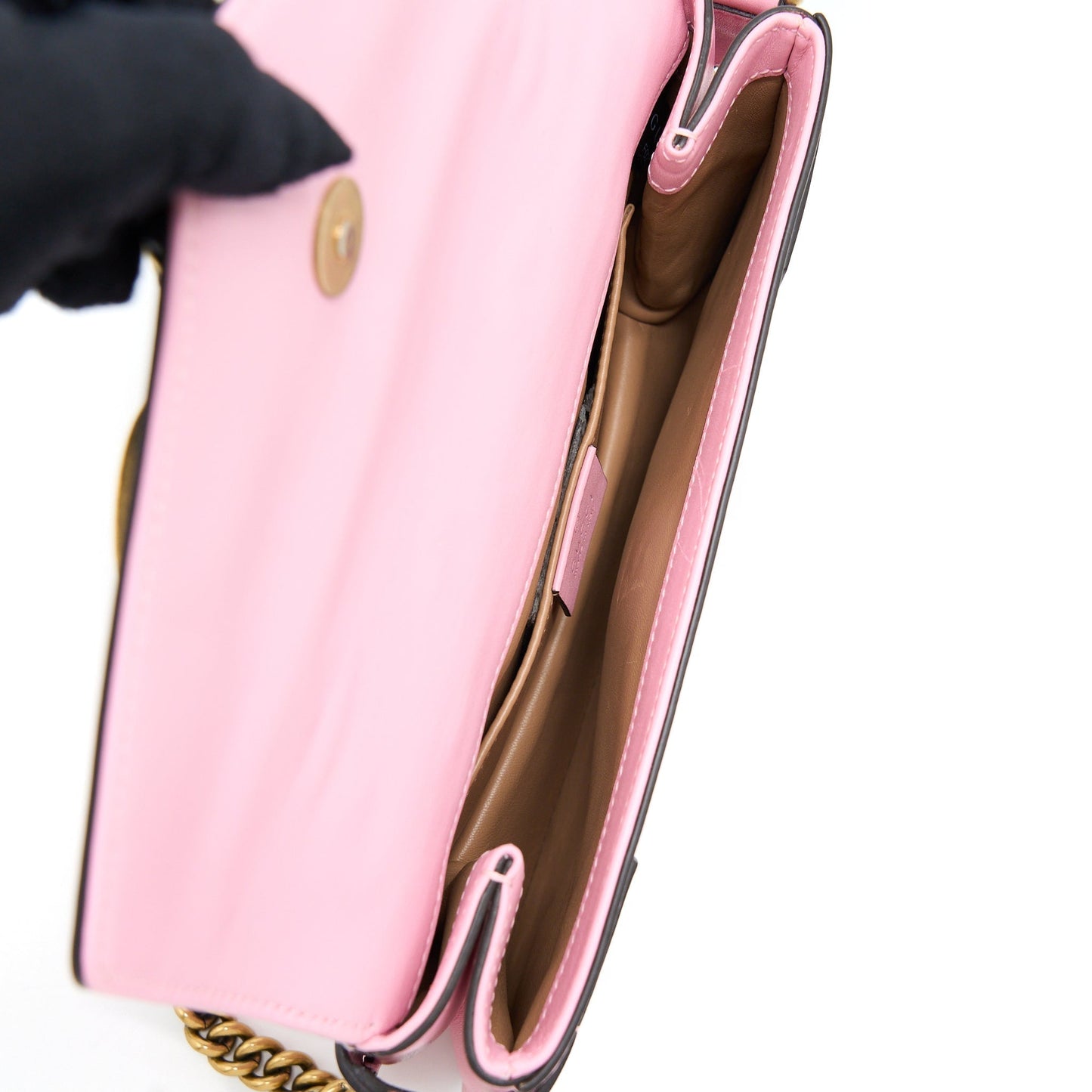 Gucci Pearl Studded Broadway Bee Shoulder Bag Pink Mini