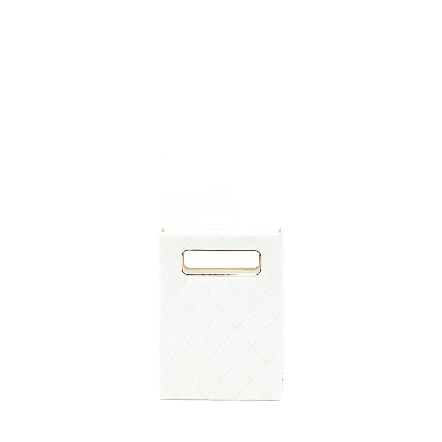 Chanel Vertical Evening Caviar LGHW Microchip White Handbag