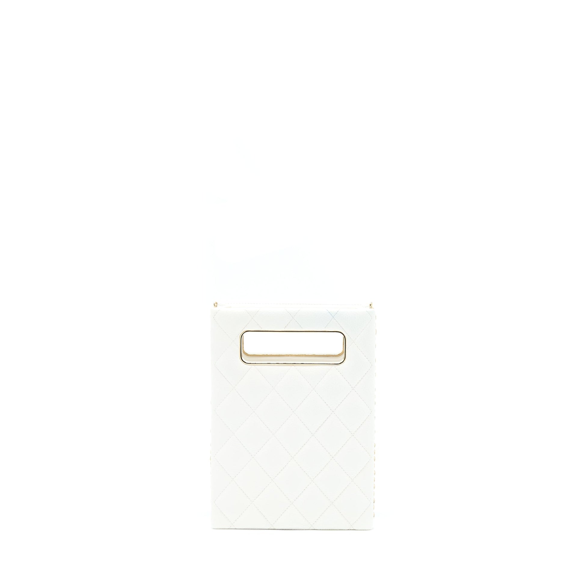 Chanel Vertical Evening Caviar LGHW Microchip White Handbag