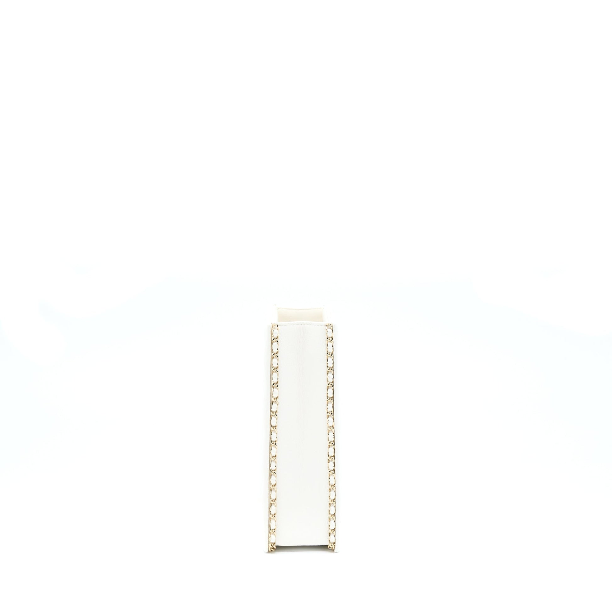 Chanel Vertical Evening Caviar LGHW Microchip White Handbag