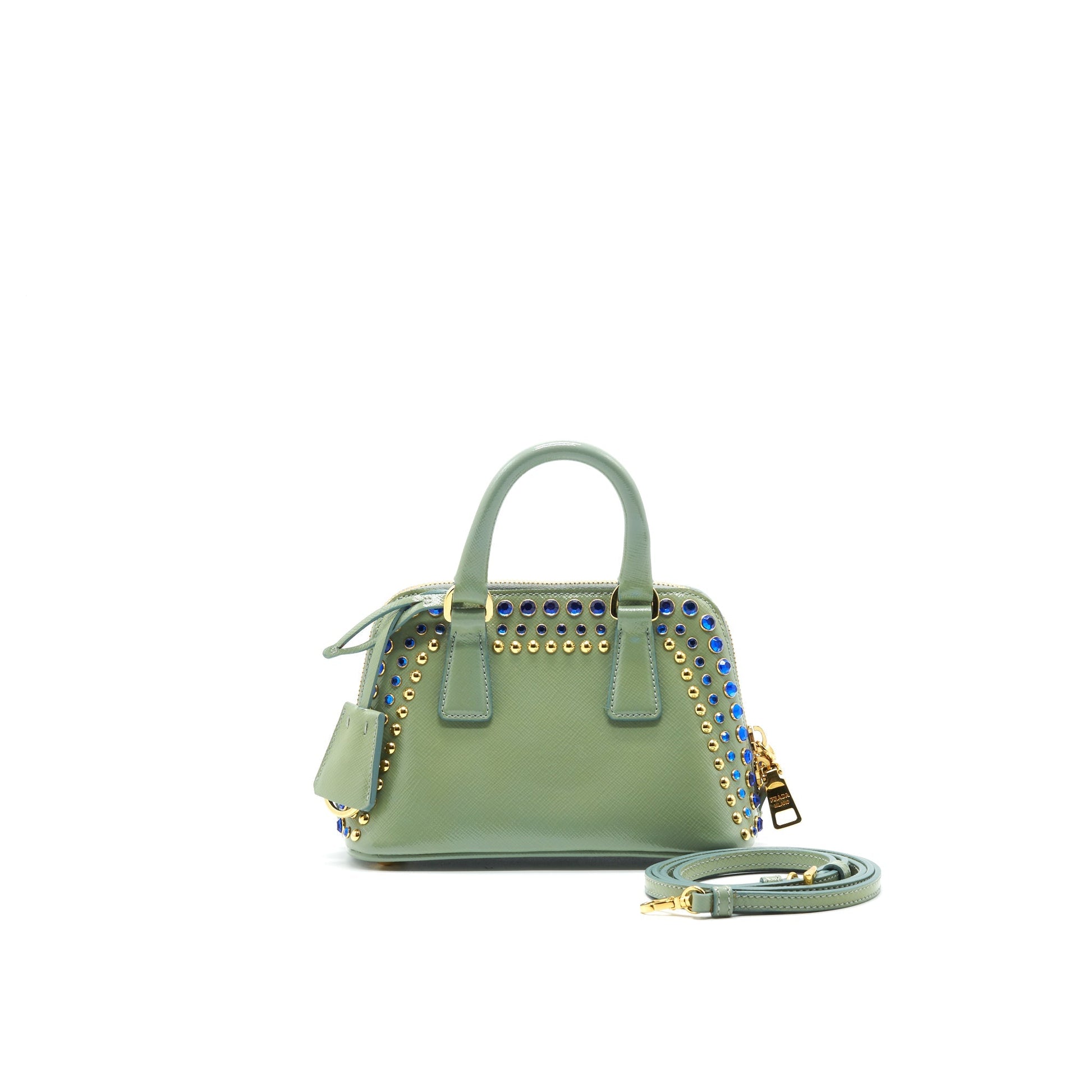Prada Saffiano Crossbody Purse Light Handbag Green Mini Crossbody Bag