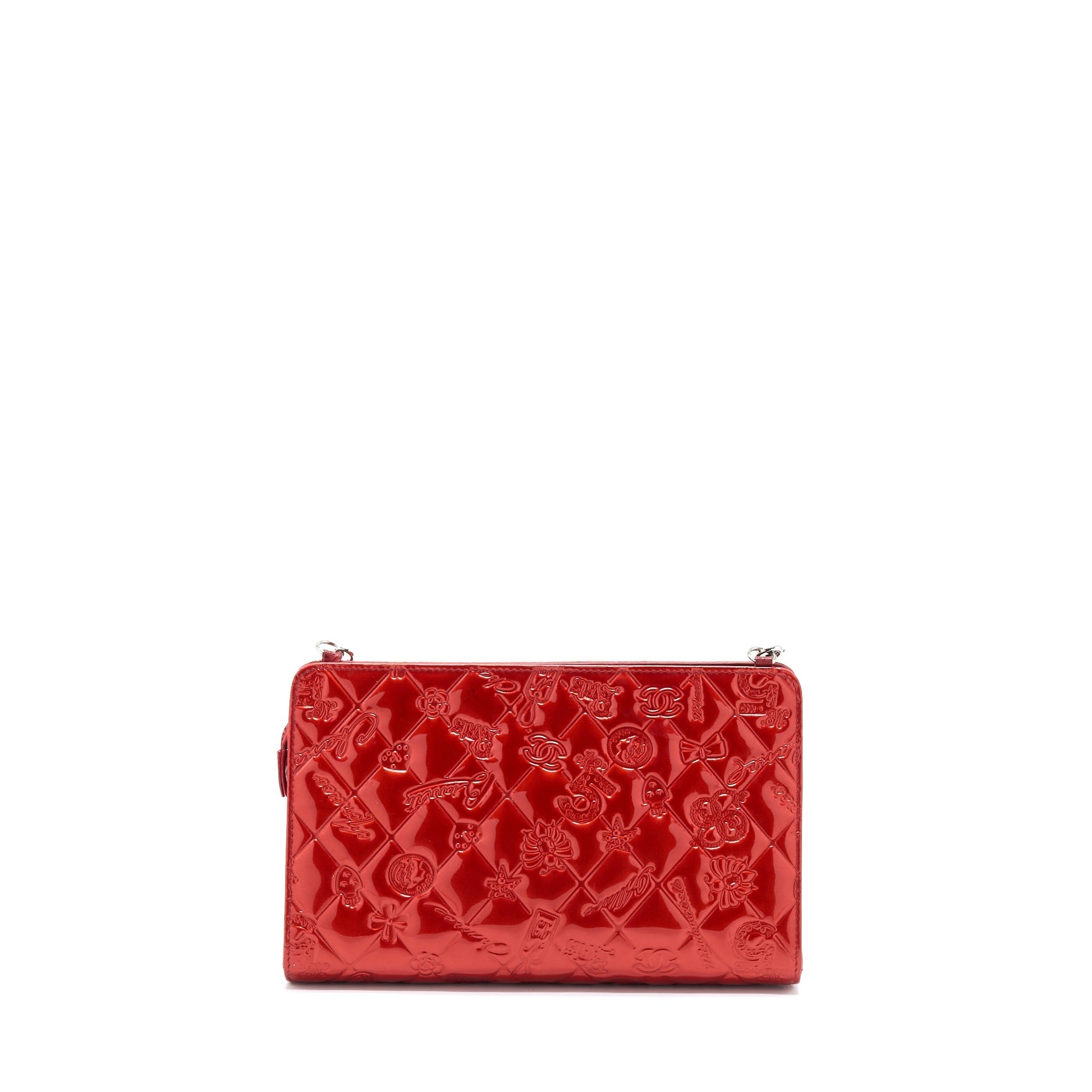 Chanel Charm Printed SHW Red Leather Key Chain