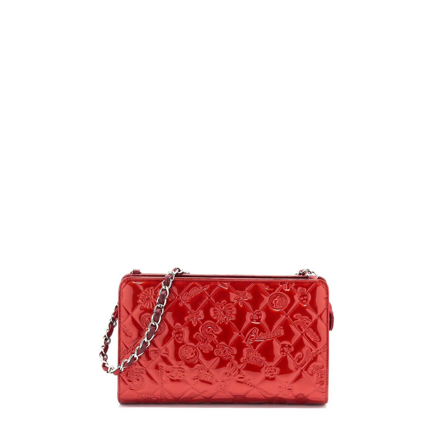 Chanel Charm Printed SHW Red Leather Key Chain