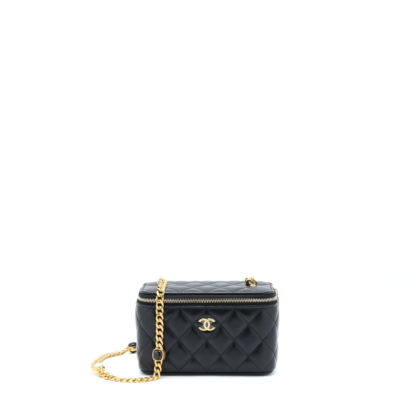 Chanel Long Vanity Detailed Lambskin GHW Black Handbag